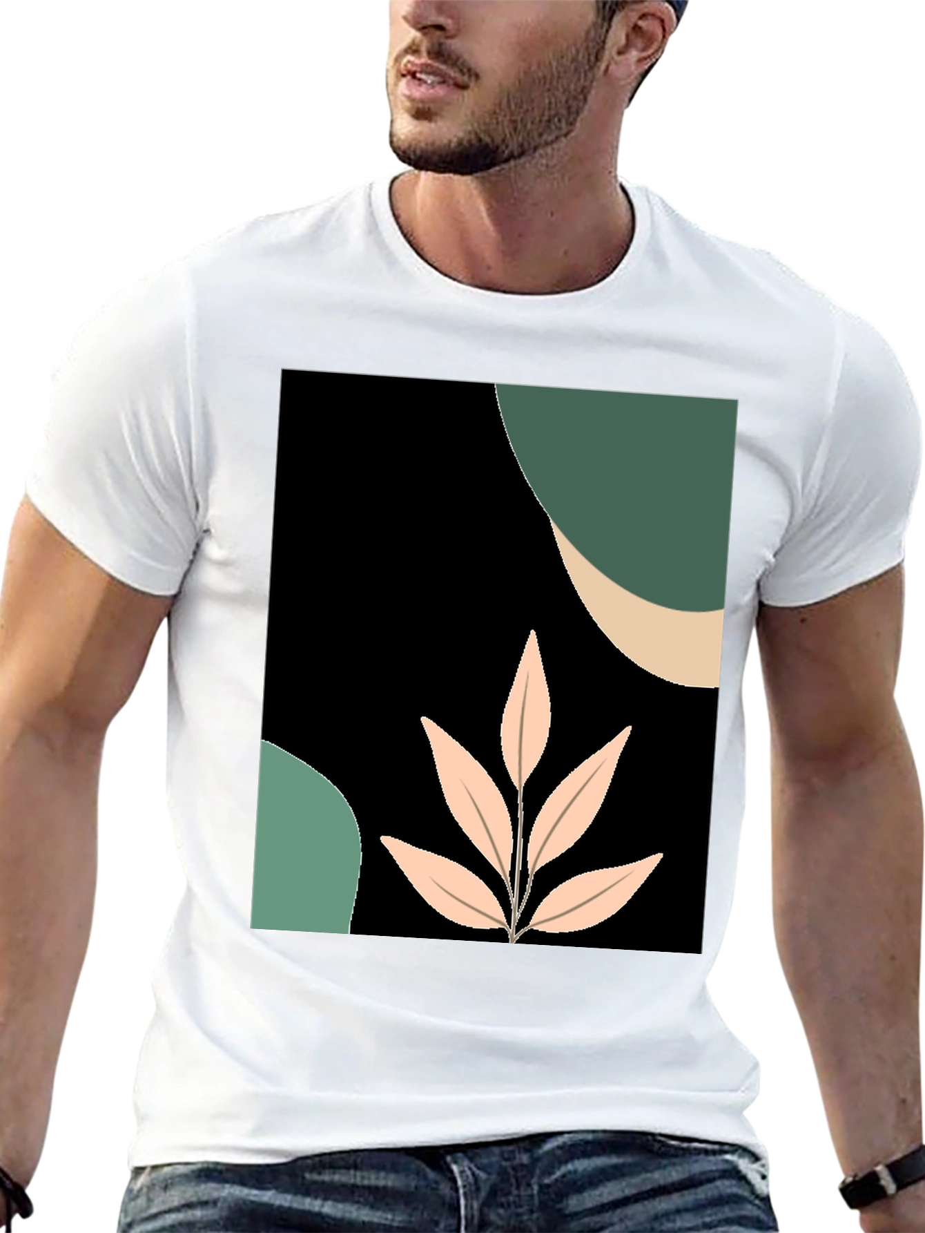 Abstract Leaf Graphic Tee - Modern Casual Style