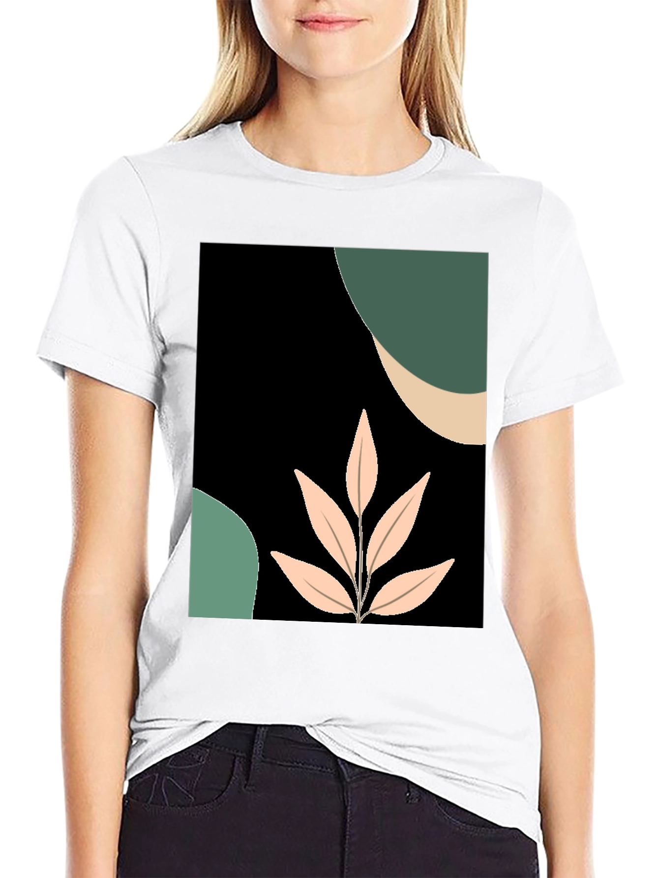 Abstract Leaf Graphic Tee - Modern Casual Style