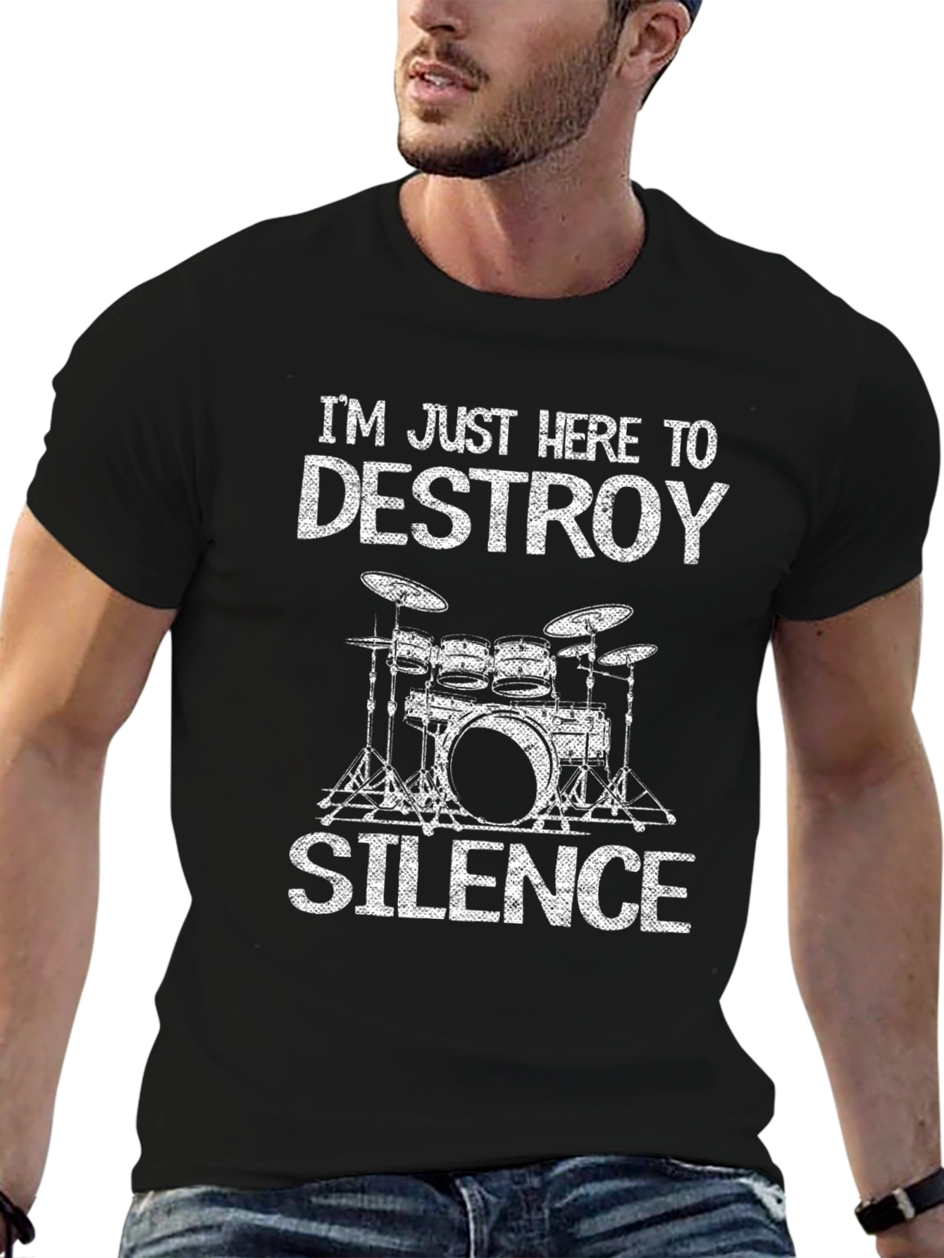 Destroy Silence Drummer T-Shirt - Music Lover Gift