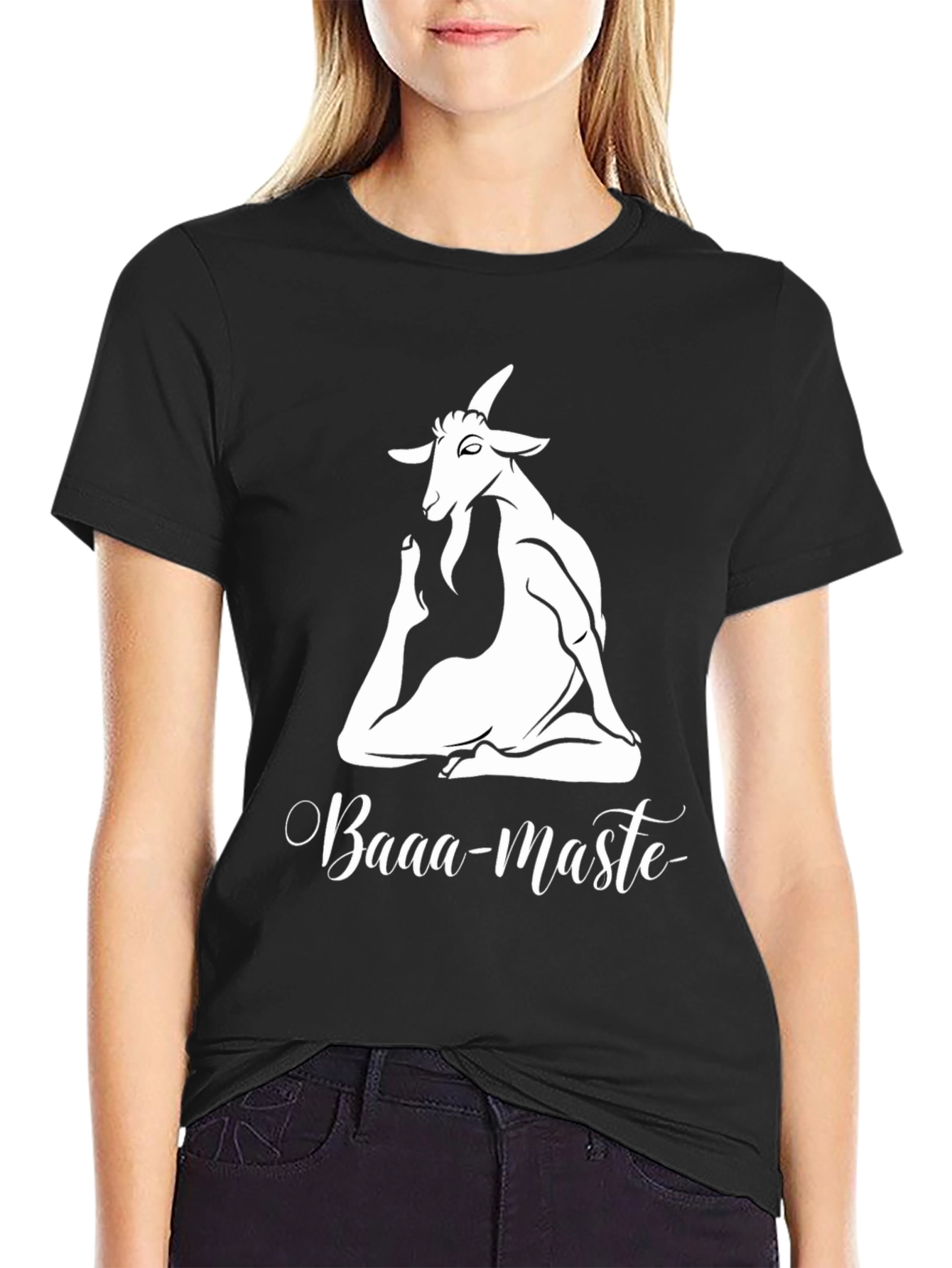 Yoga Goat Tee: Baaa-maste Black T-Shirt