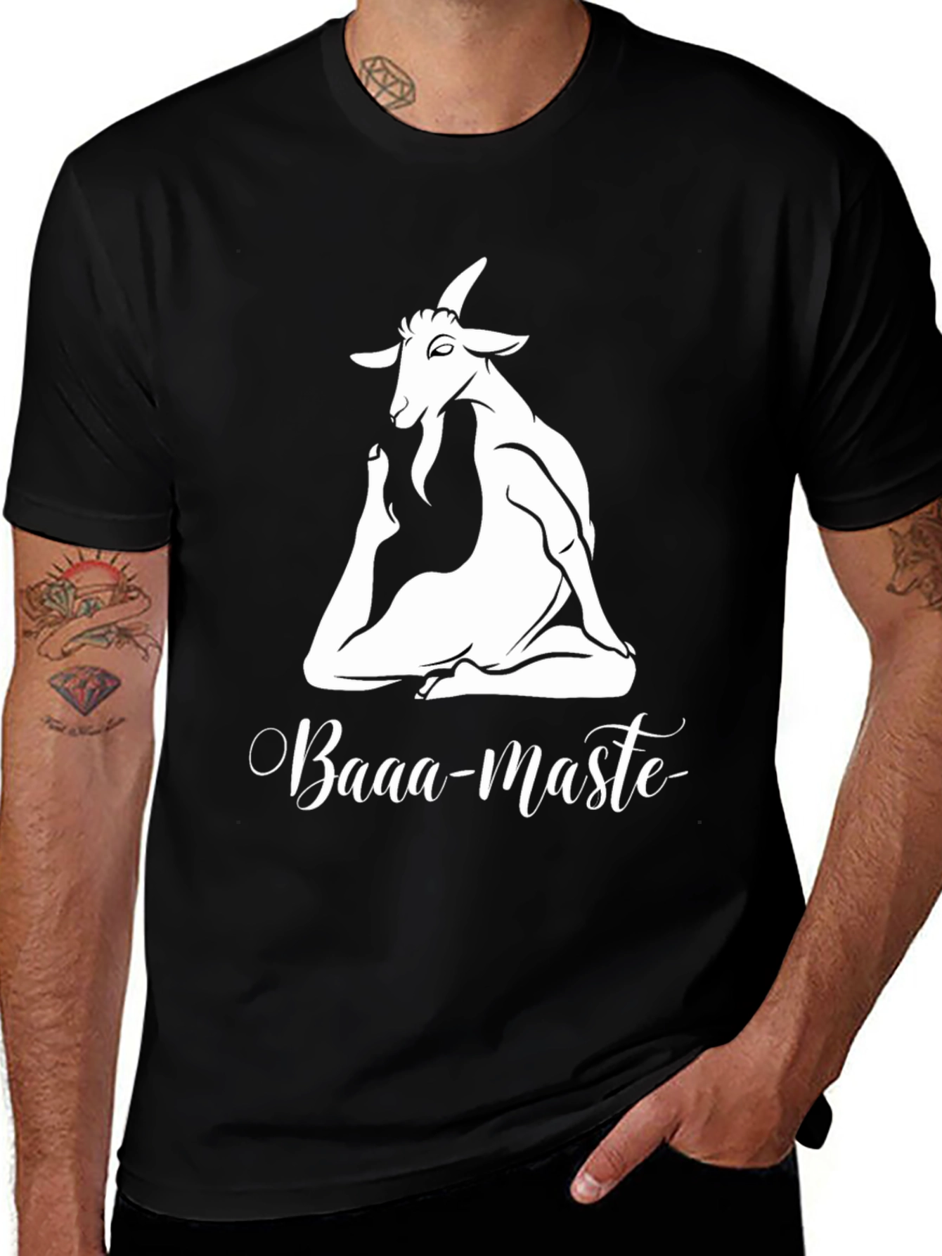 Yoga Goat Tee: Baaa-maste Black T-Shirt