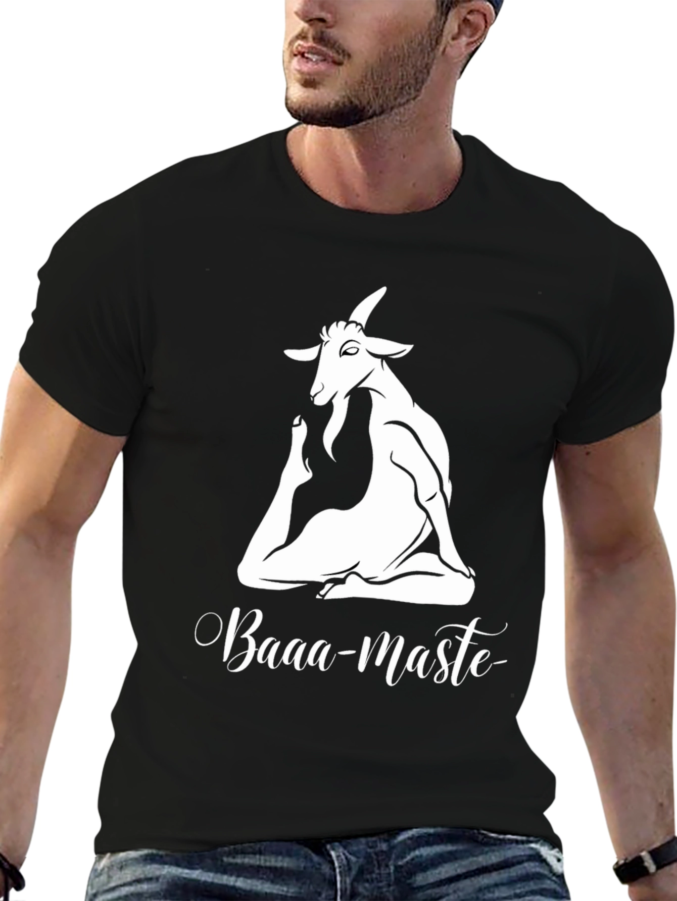 Yoga Goat Tee: Baaa-maste Black T-Shirt