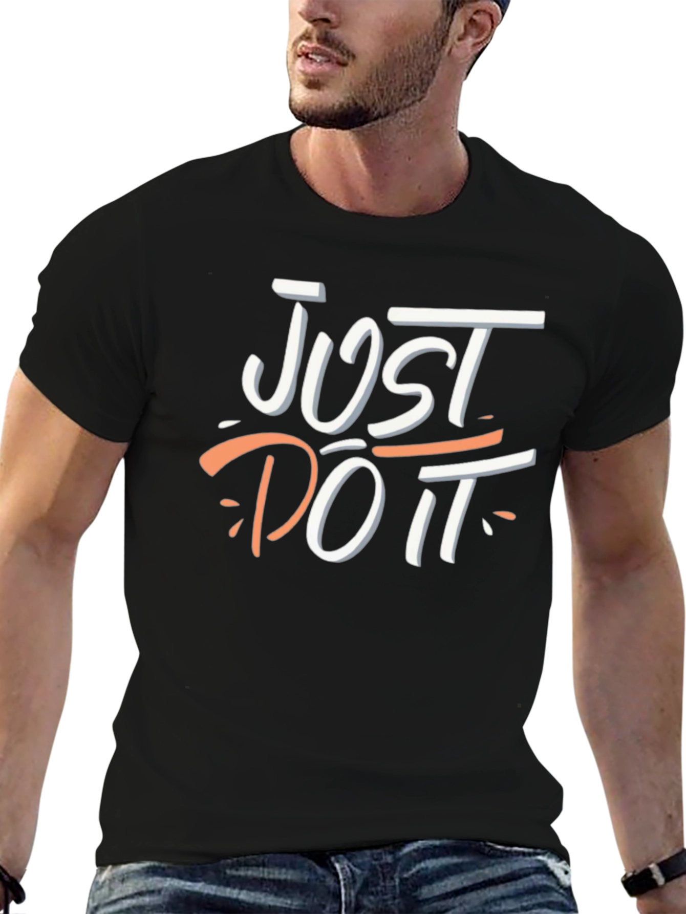 Just Do It Graphic Tee - Black Cotton T-Shirt