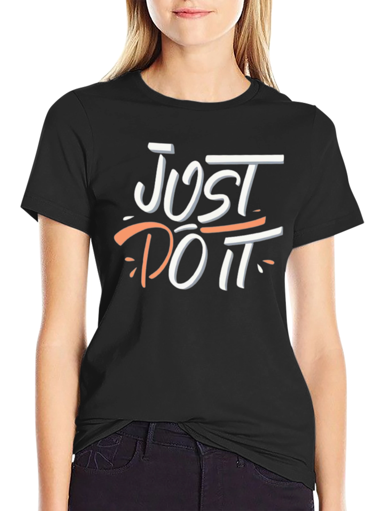 Just Do It Graphic Tee - Black Cotton T-Shirt