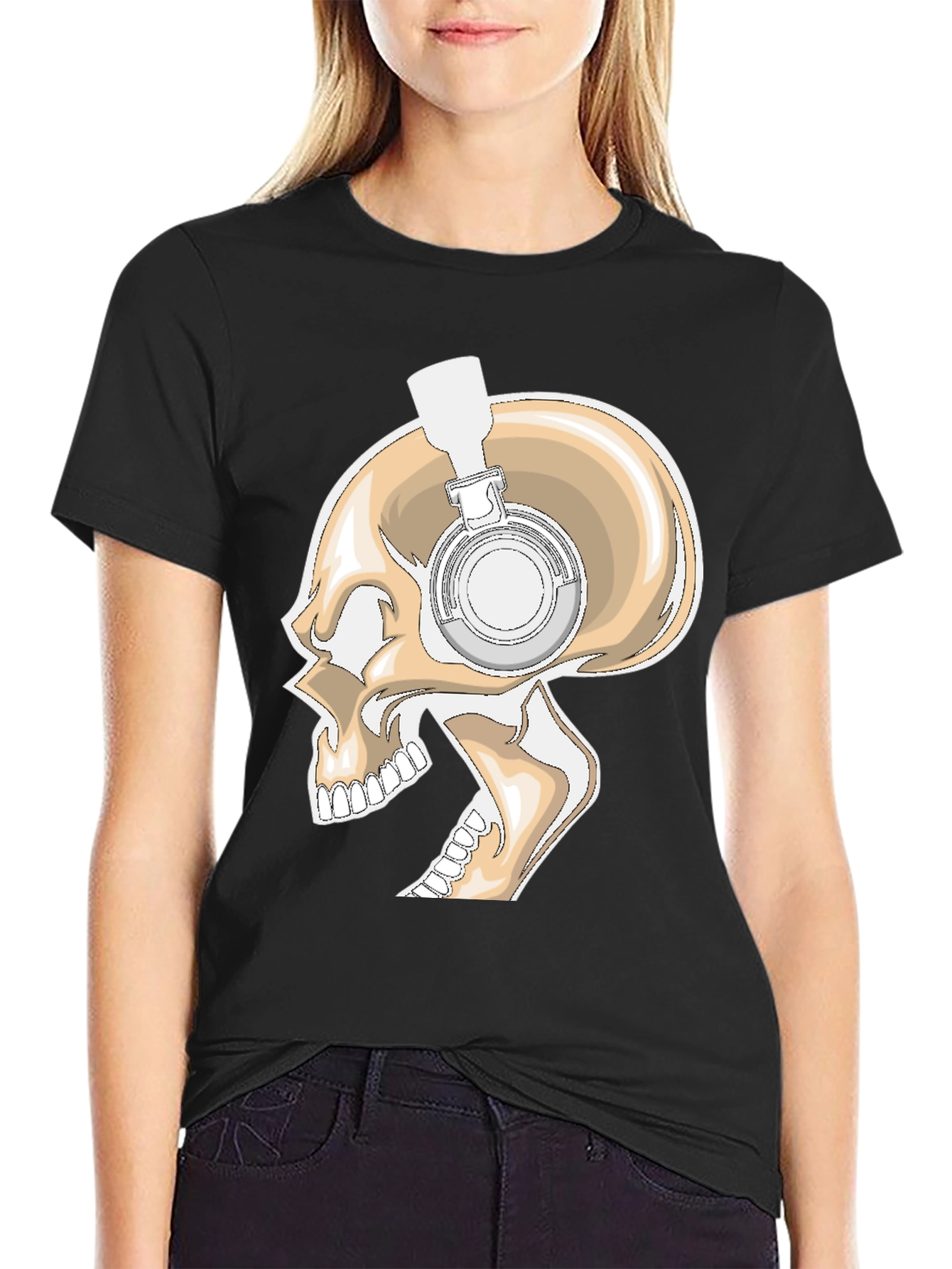 Skull with Headphones Graphic T-Shirt
