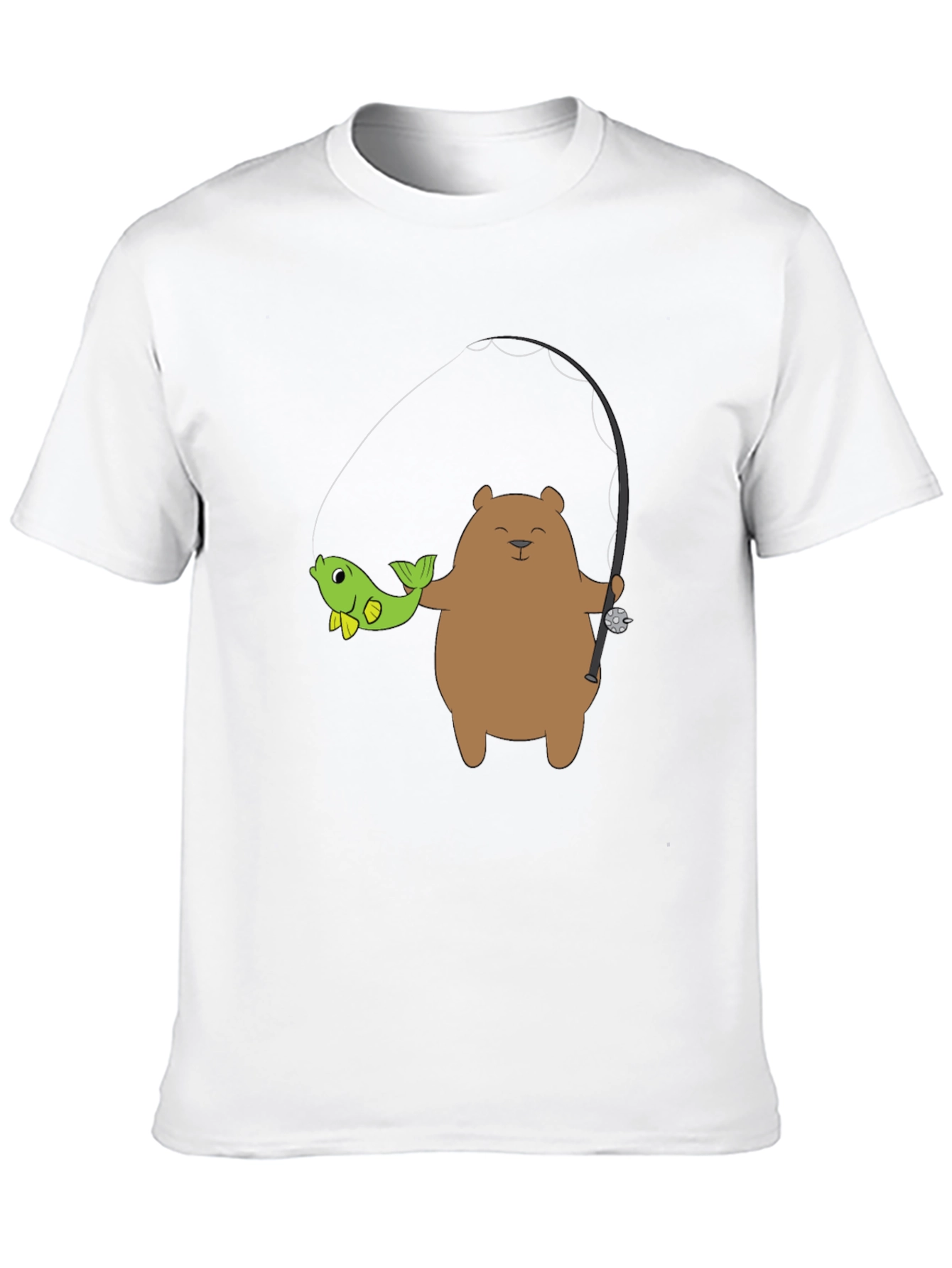 Bear Fishing Graphic T-Shirt - Casual Style