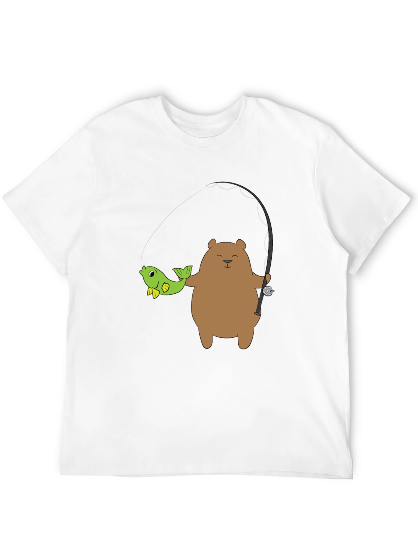 Bear Fishing Graphic T-Shirt - Casual Style