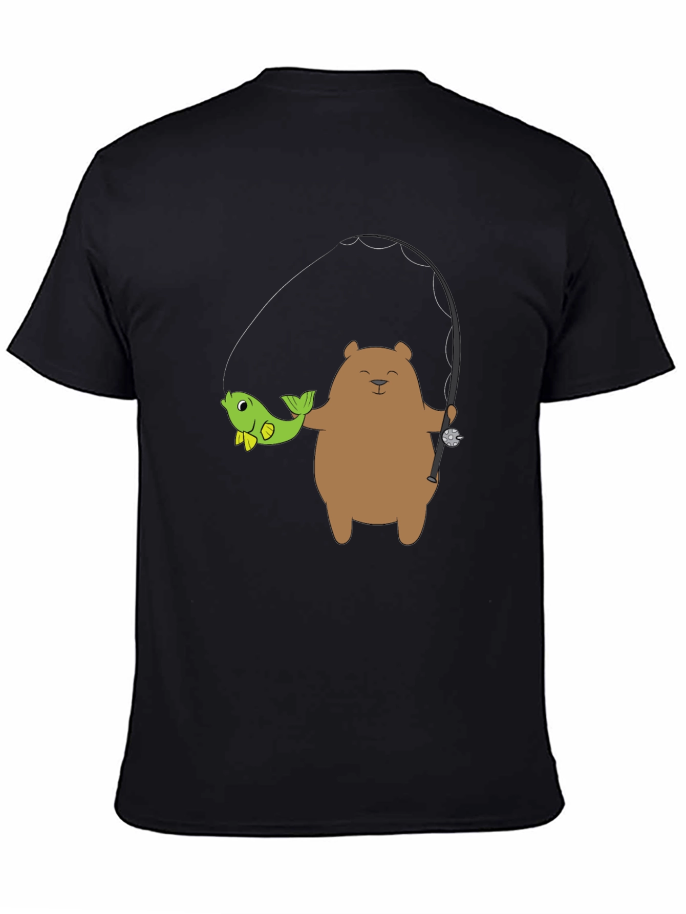 Bear Fishing Graphic T-Shirt - Casual Style