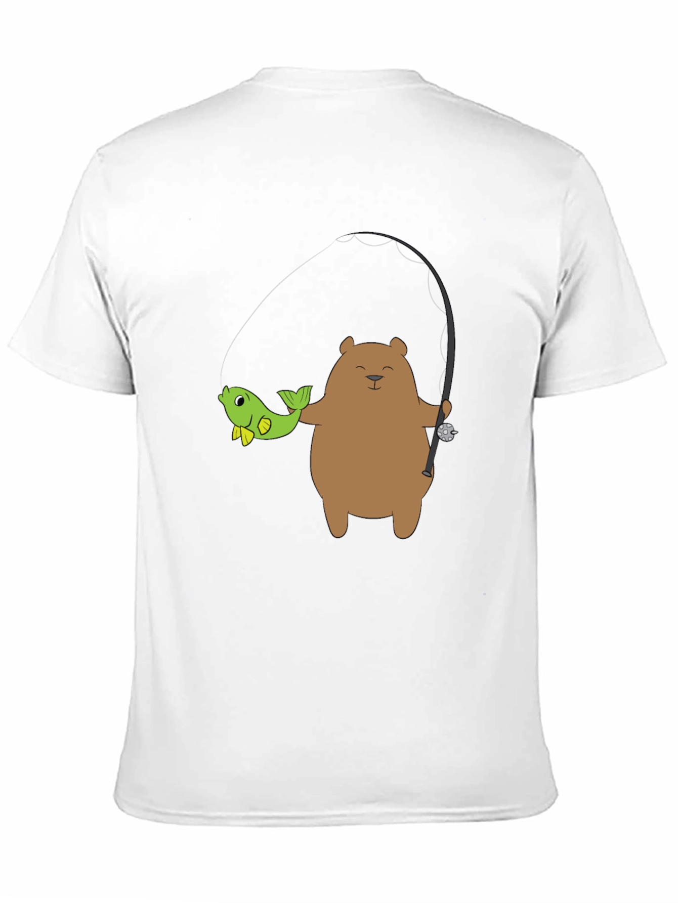 Bear Fishing Graphic T-Shirt - Casual Style