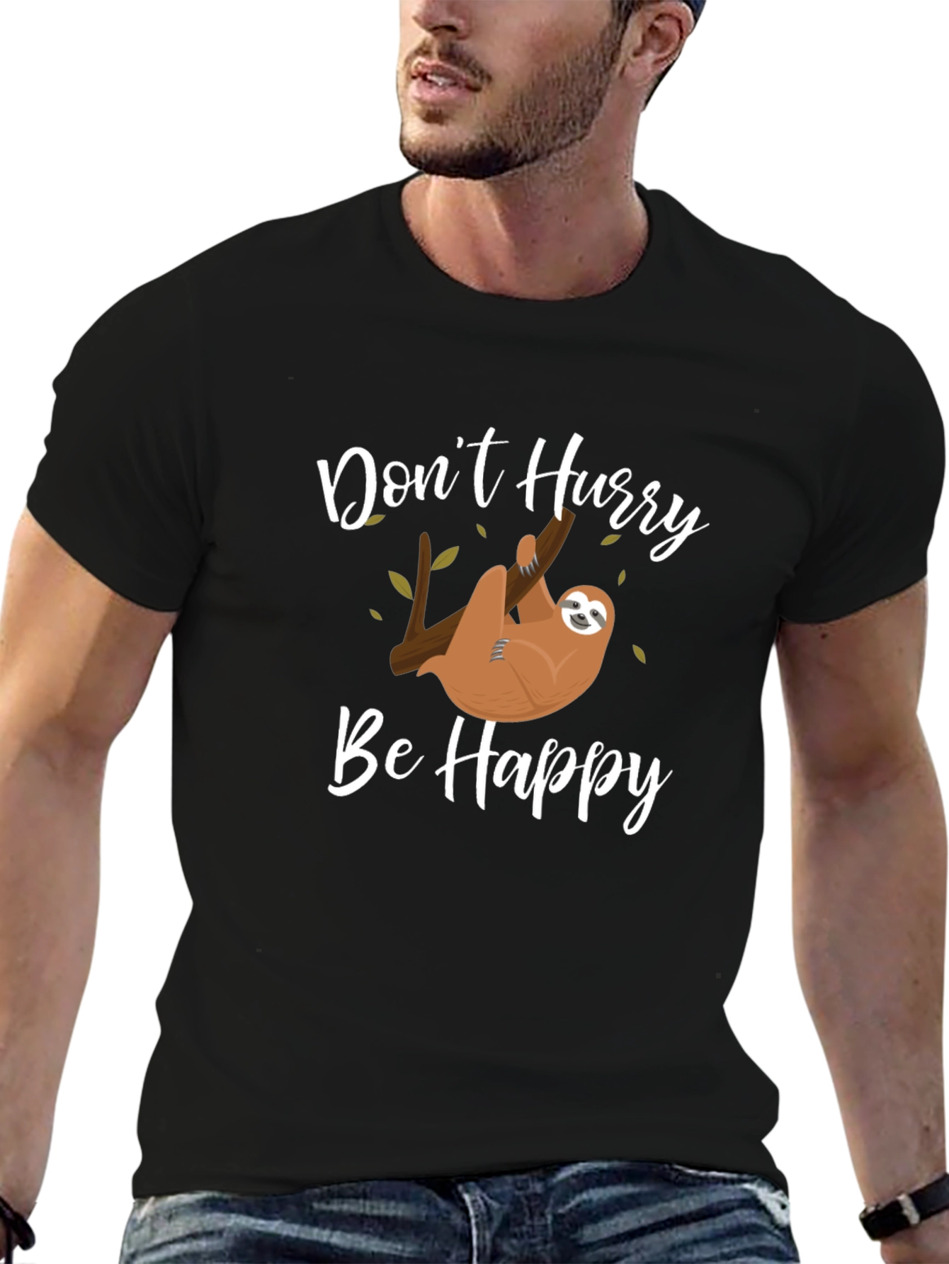 Dont Hurry Be Happy Sloth Graphic T-Shirt