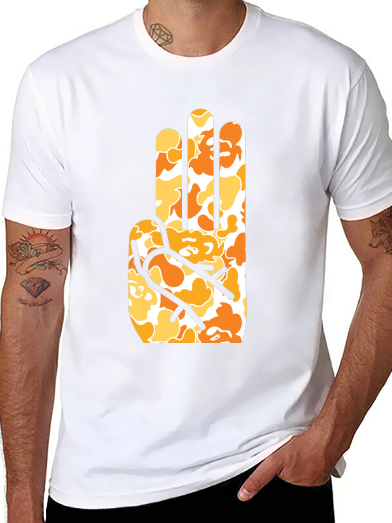 Abstract Hand Print Black T-Shirt