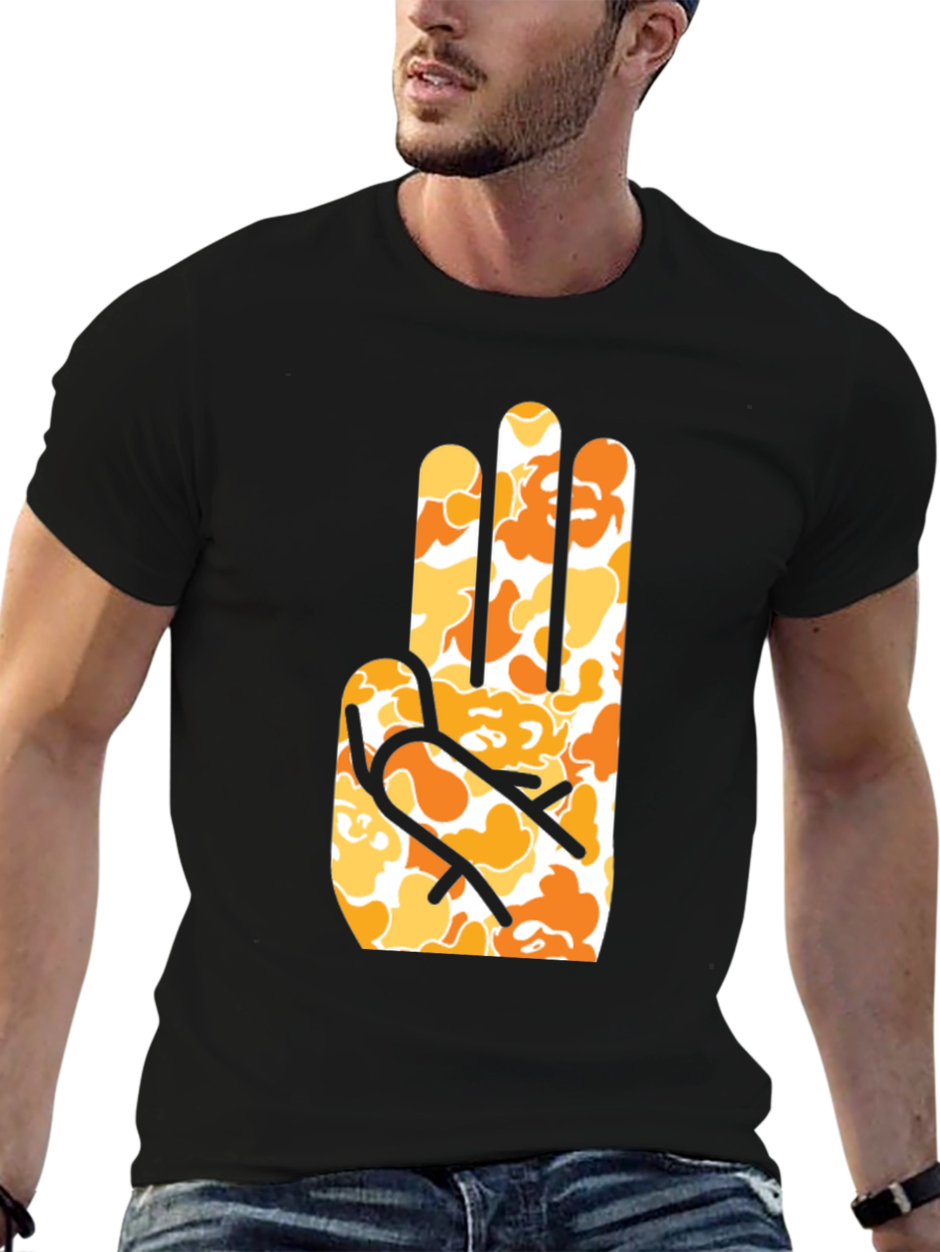 Abstract Hand Print Black T-Shirt