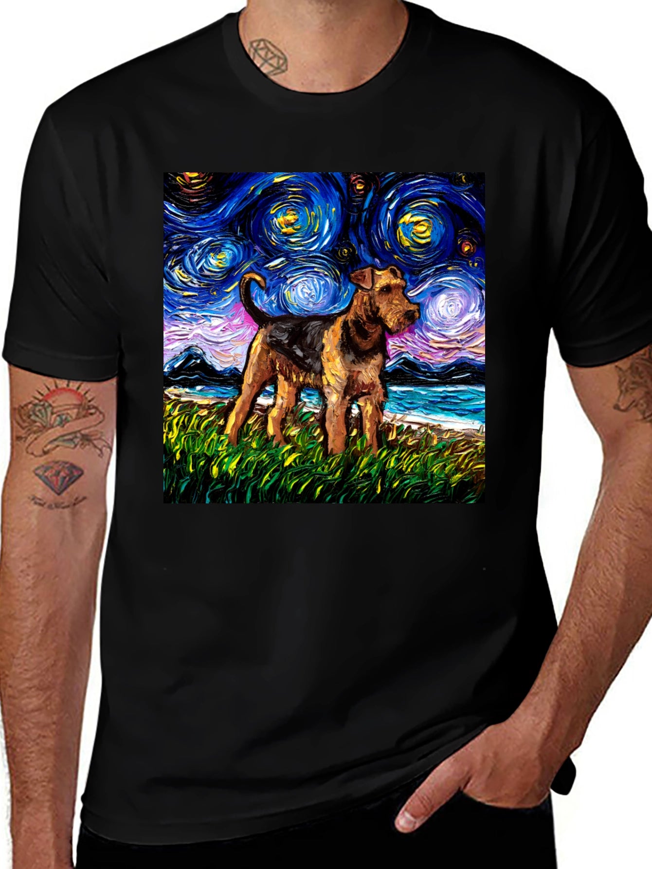 Starry Night Dog Graphic Tee