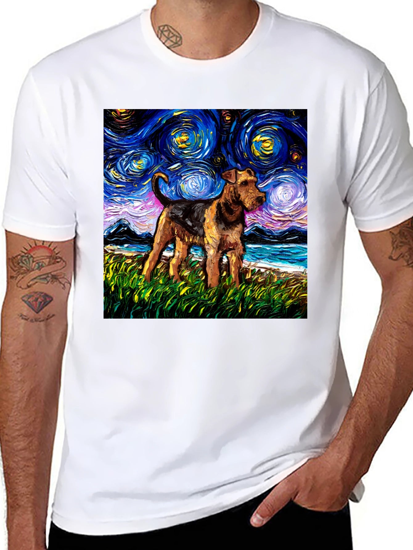 Starry Night Dog Graphic Tee