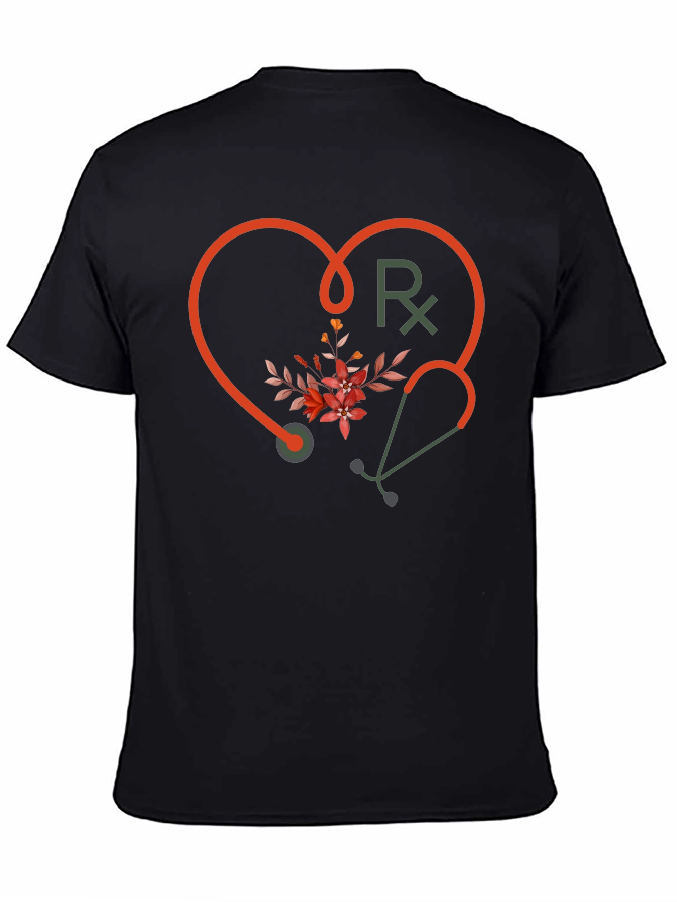 Stethoscope Heart Graphic Tee - Medical Floral Design