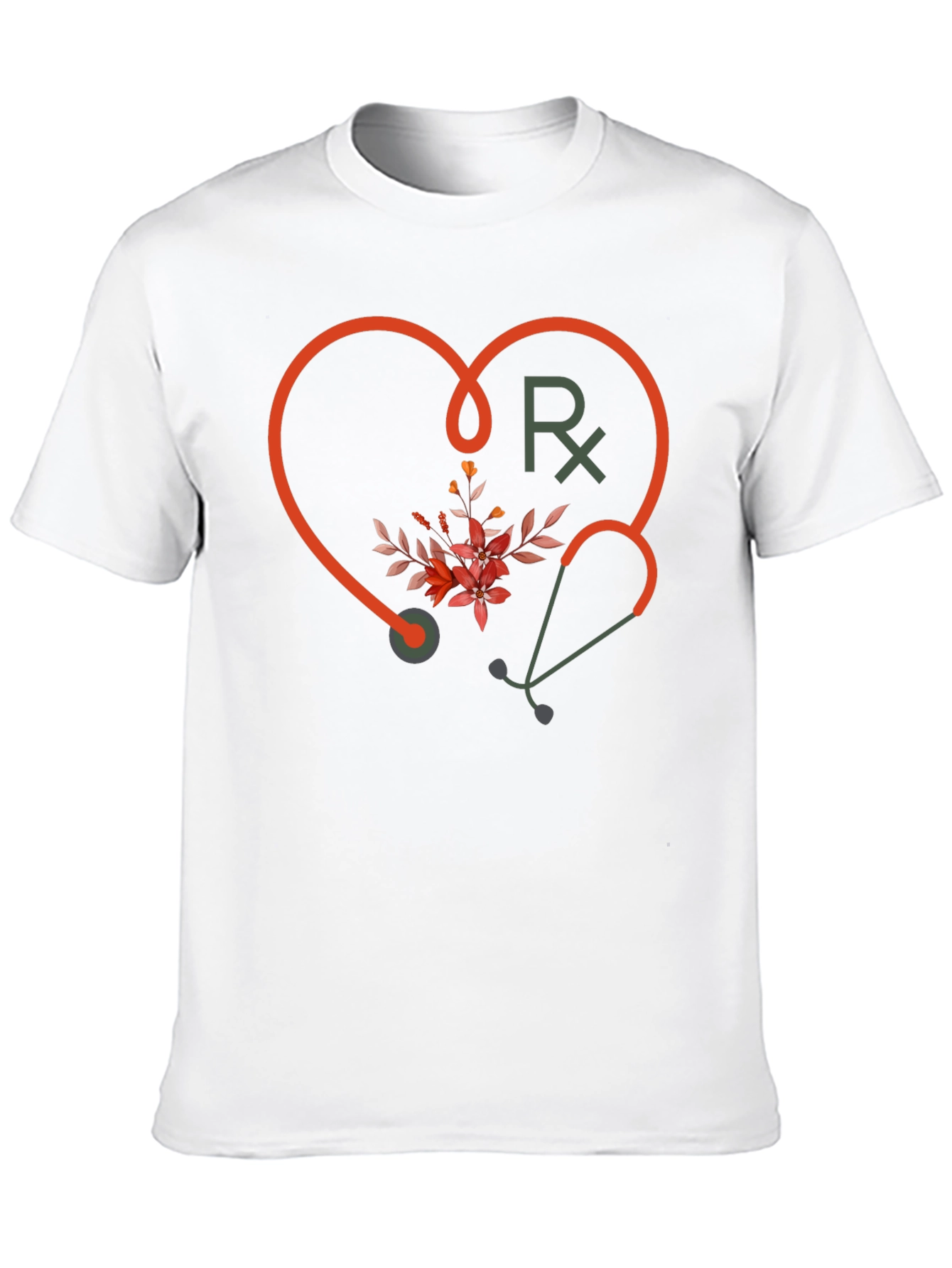Stethoscope Heart Graphic Tee - Medical Floral Design