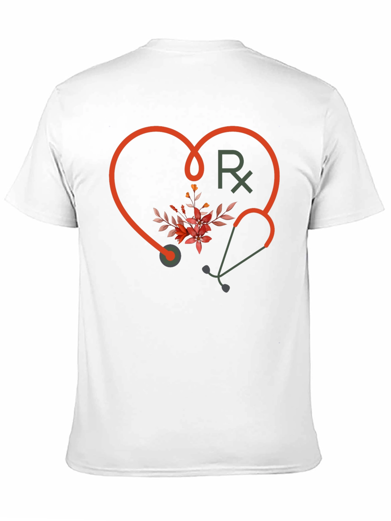 Stethoscope Heart Graphic Tee - Medical Floral Design