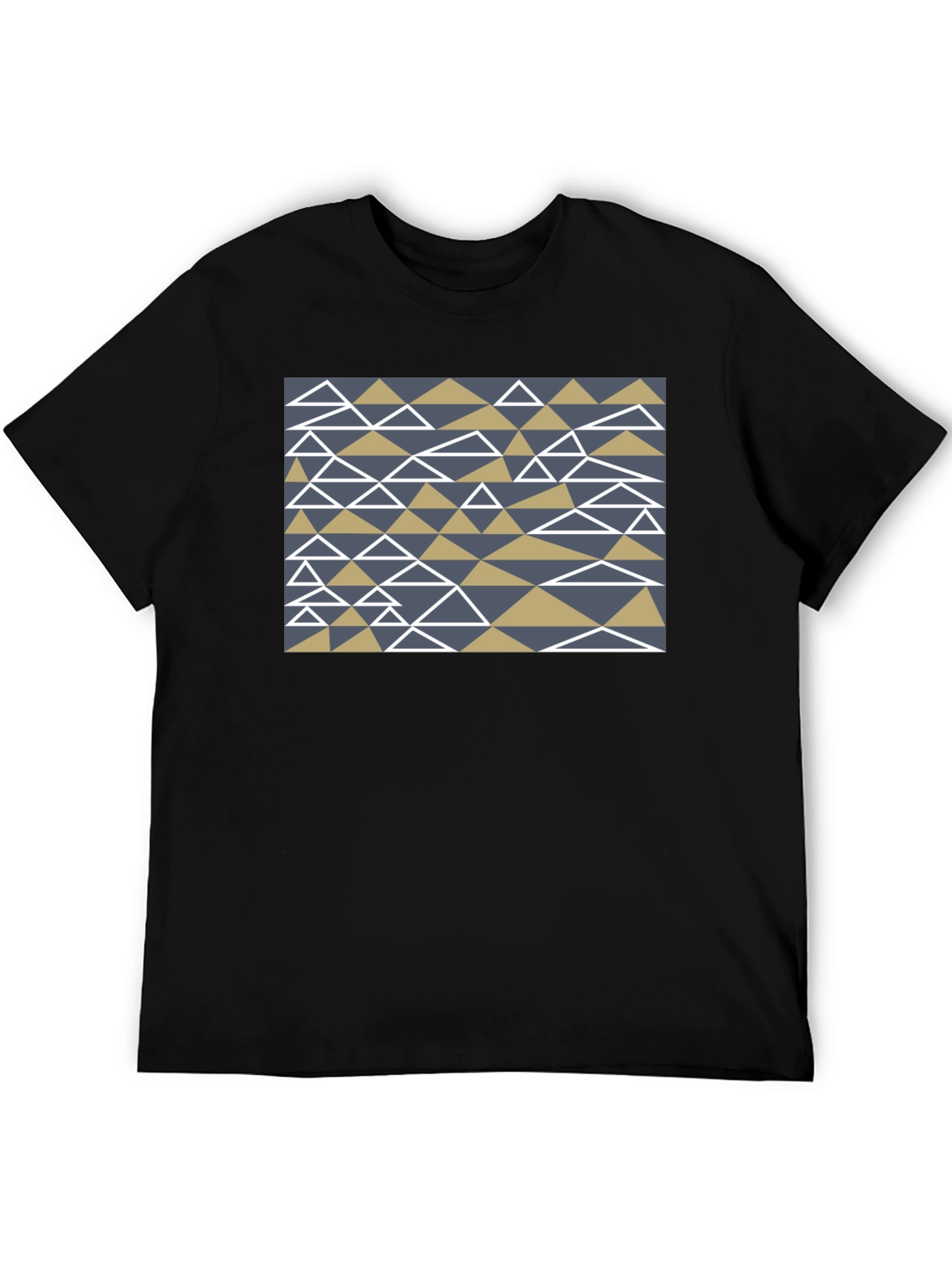 Geometric Triangle Pattern Black T-Shirt