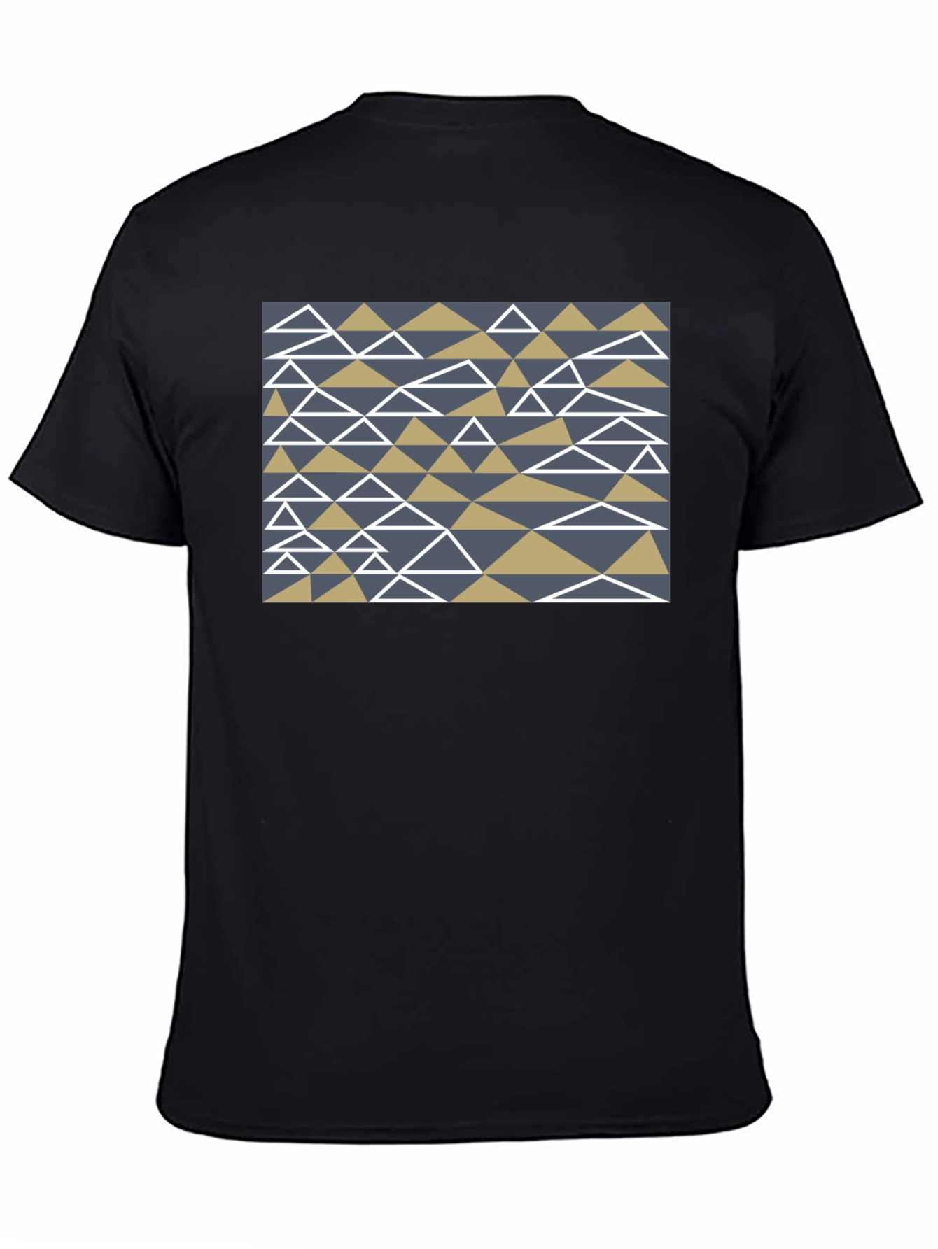 Geometric Triangle Pattern Black T-Shirt