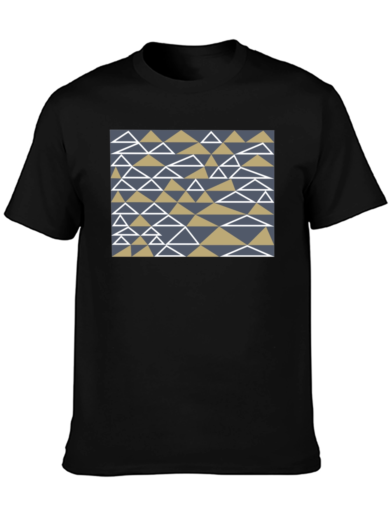 Geometric Triangle Pattern Black T-Shirt