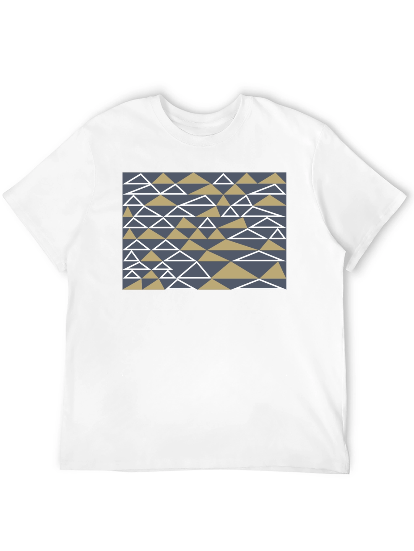 Geometric Triangle Pattern Black T-Shirt