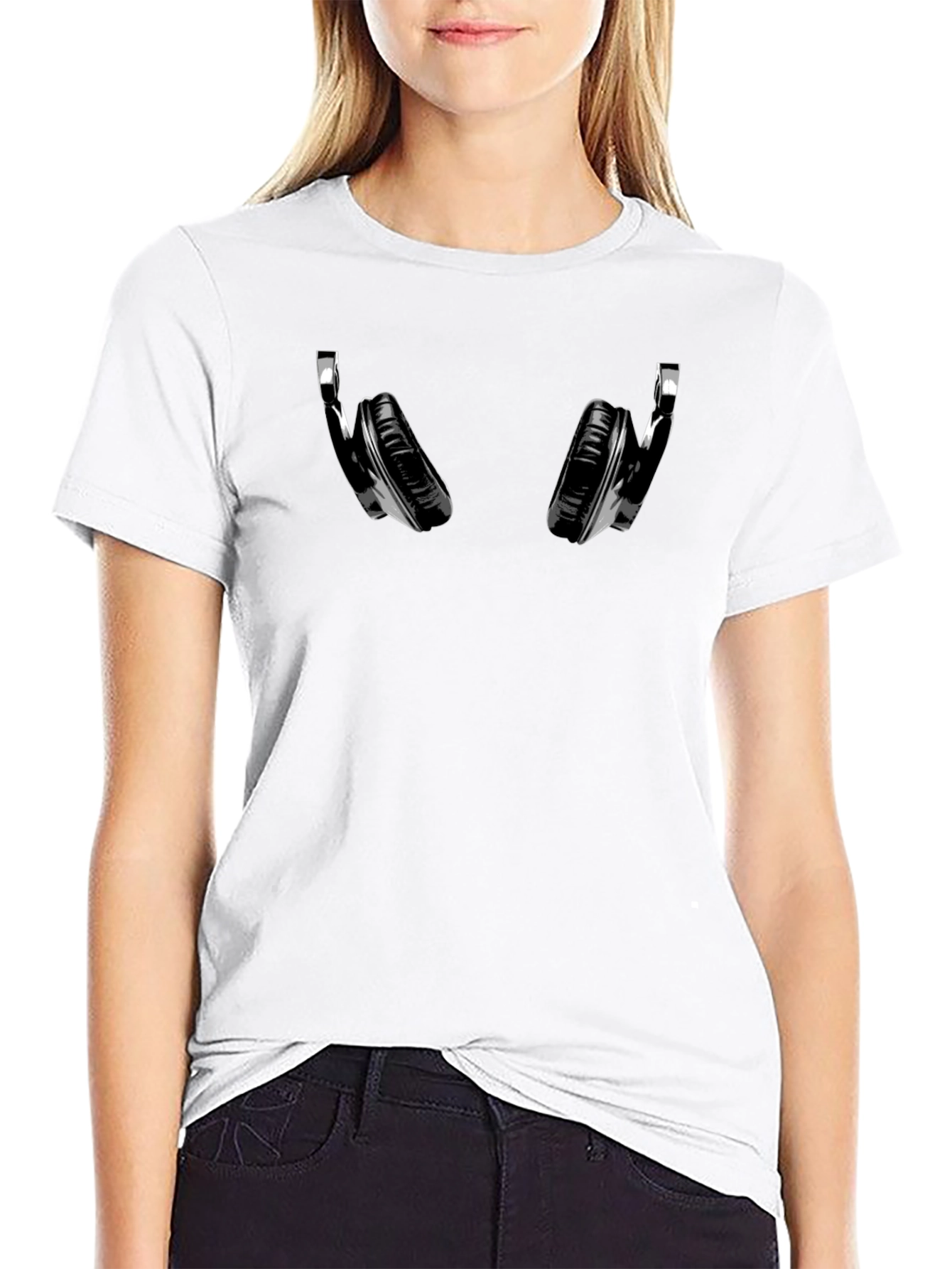 Black Headphones Graphic T-Shirt
