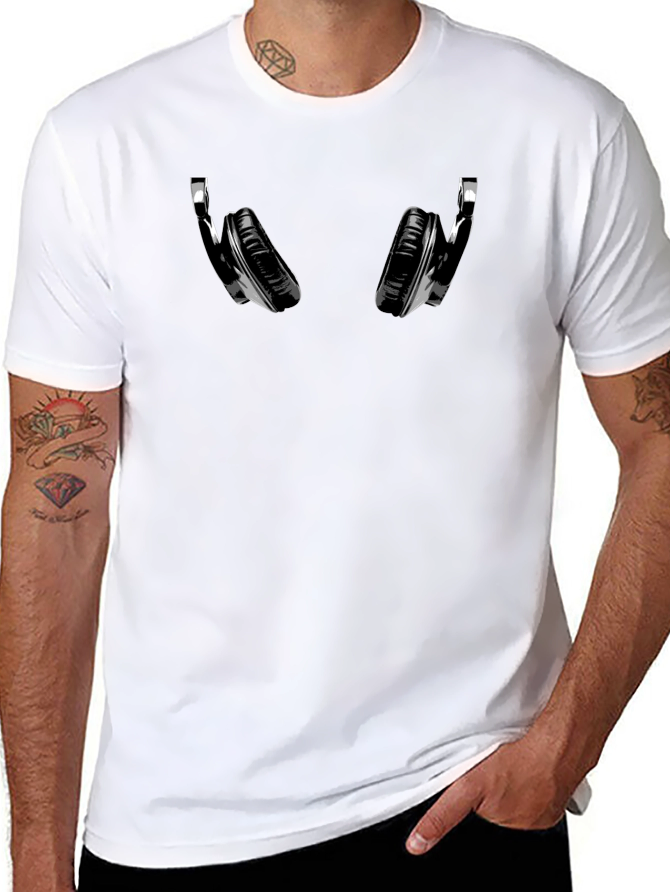 Black Headphones Graphic T-Shirt