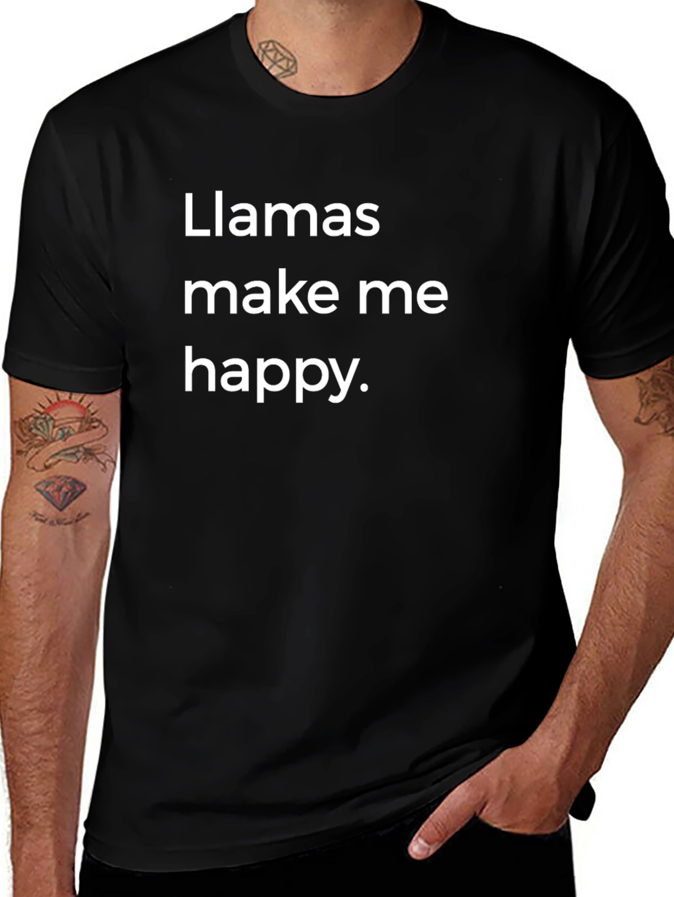 Llamas Make Me Happy Graphic Tee - Black