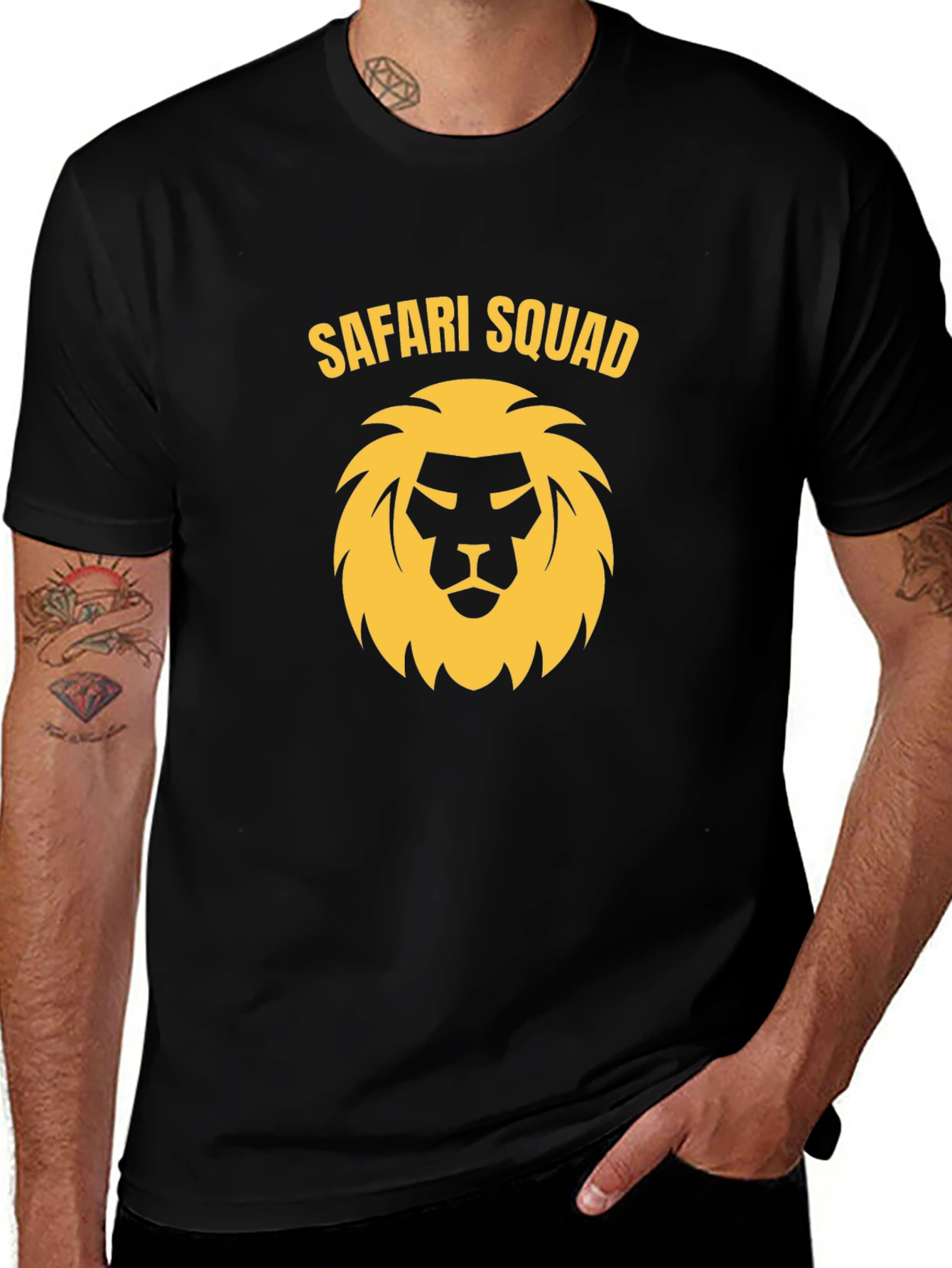 Safari Squad Graphic Tee - Black Cotton T-Shirt