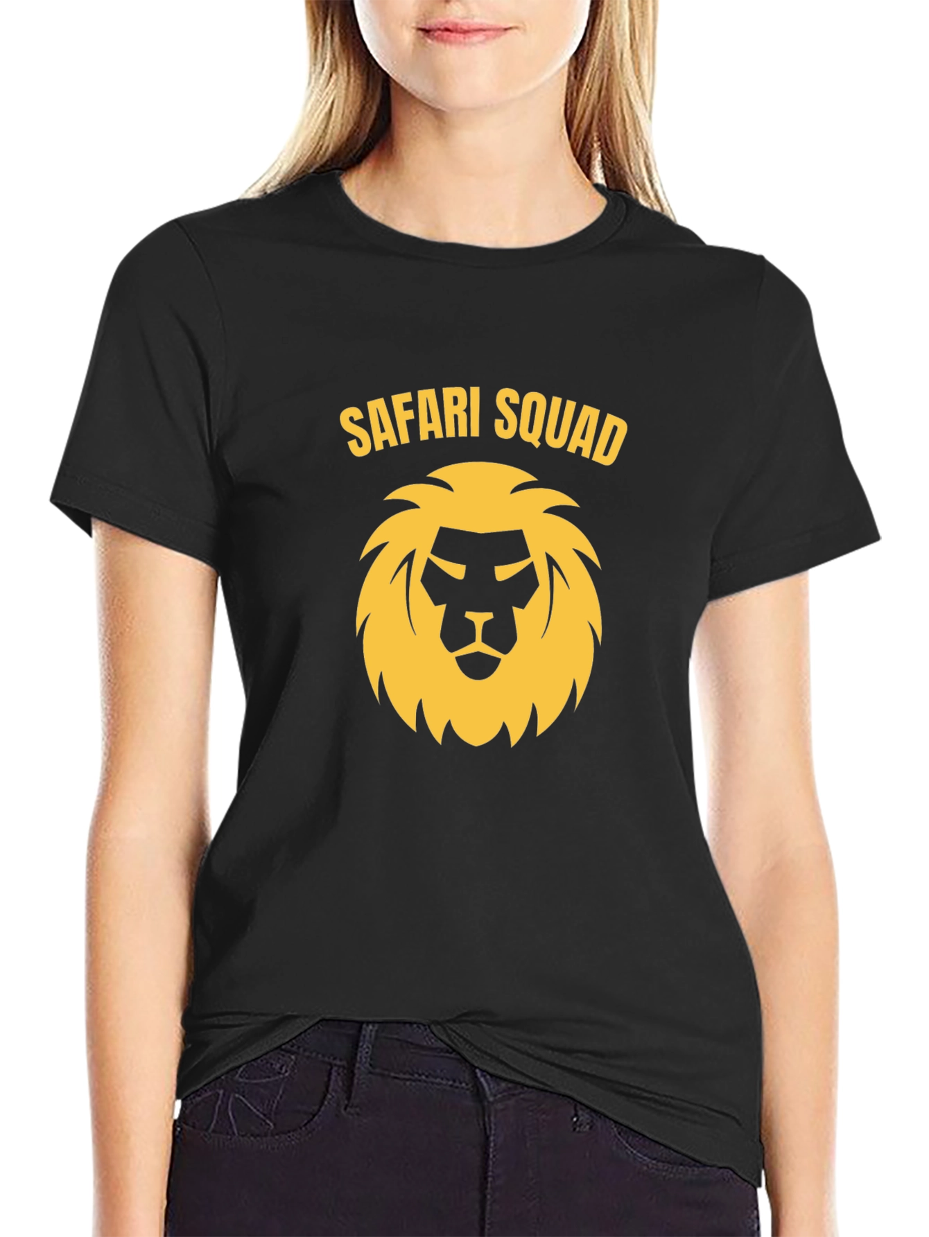 Safari Squad Graphic Tee - Black Cotton T-Shirt