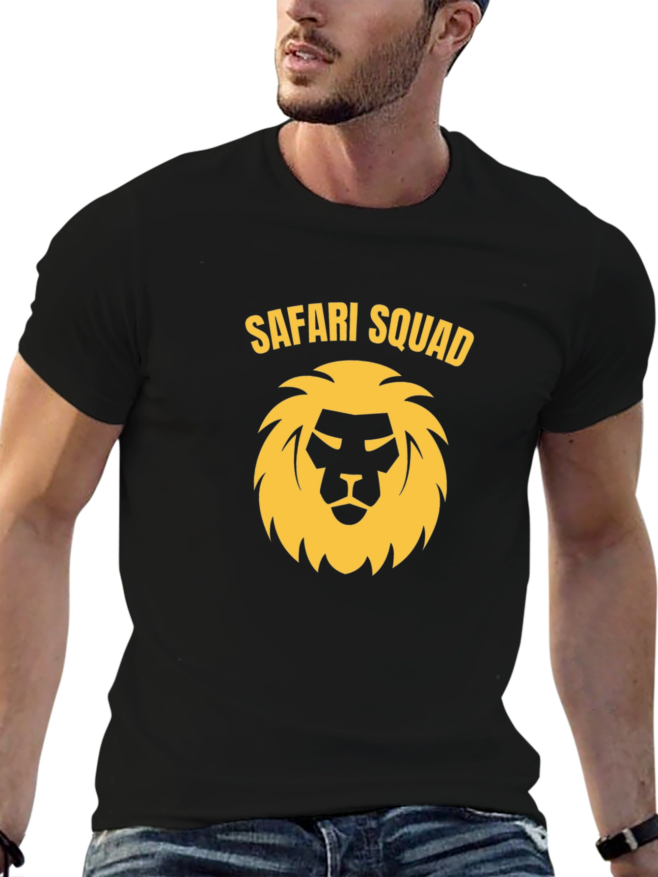 Safari Squad Graphic Tee - Black Cotton T-Shirt