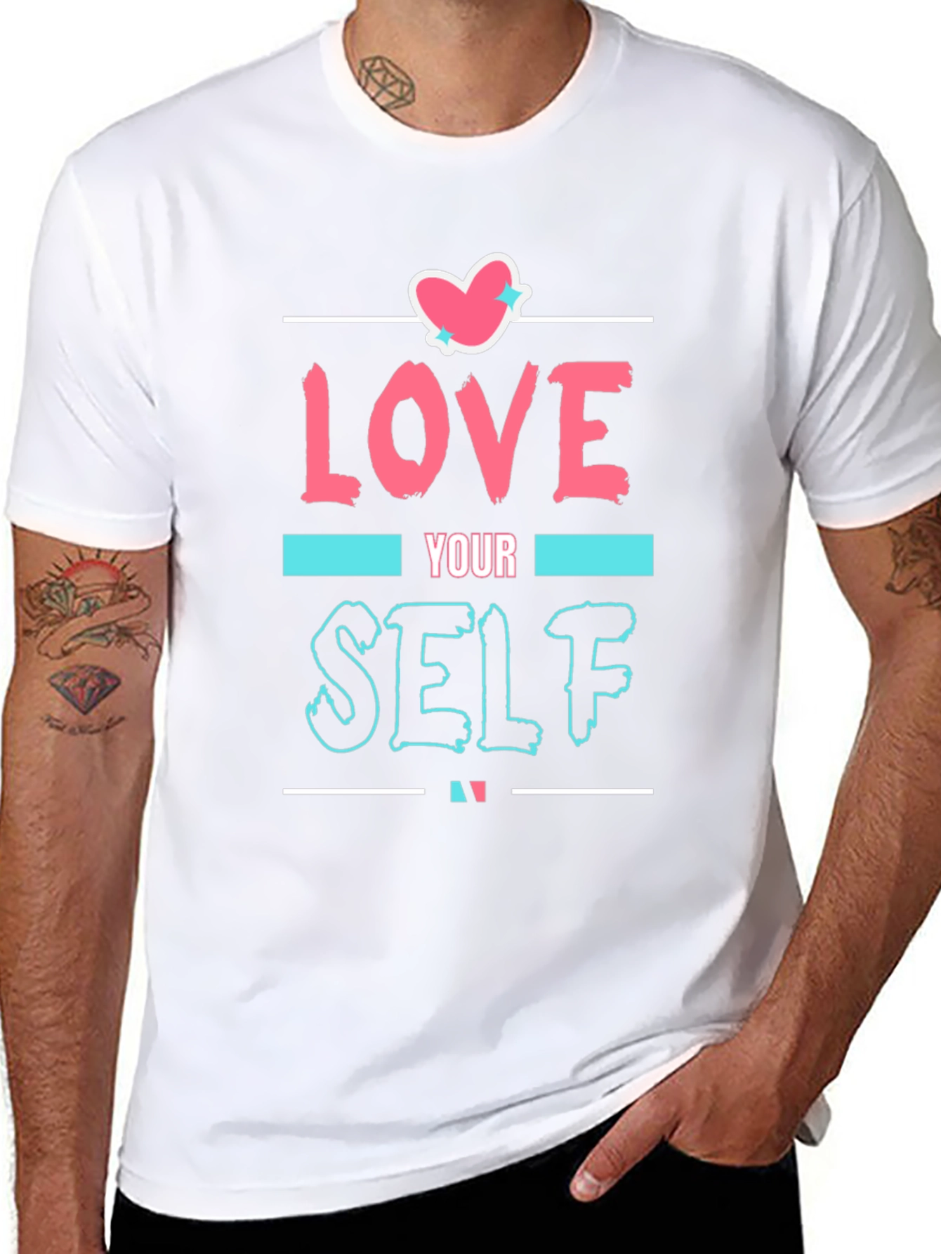Love Yourself Graphic Print Tee - Black