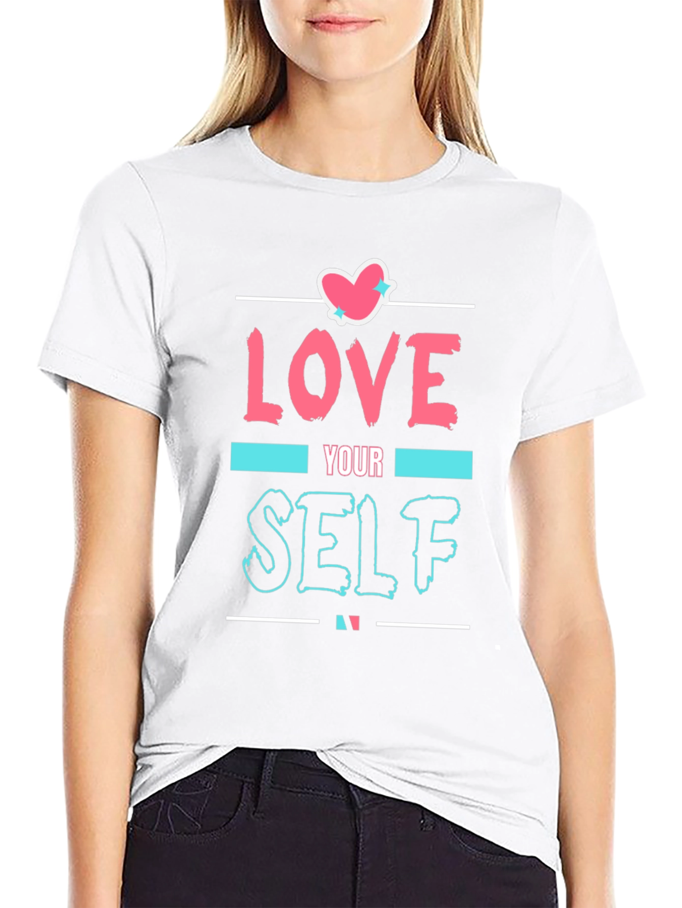 Love Yourself Graphic Print Tee - Black