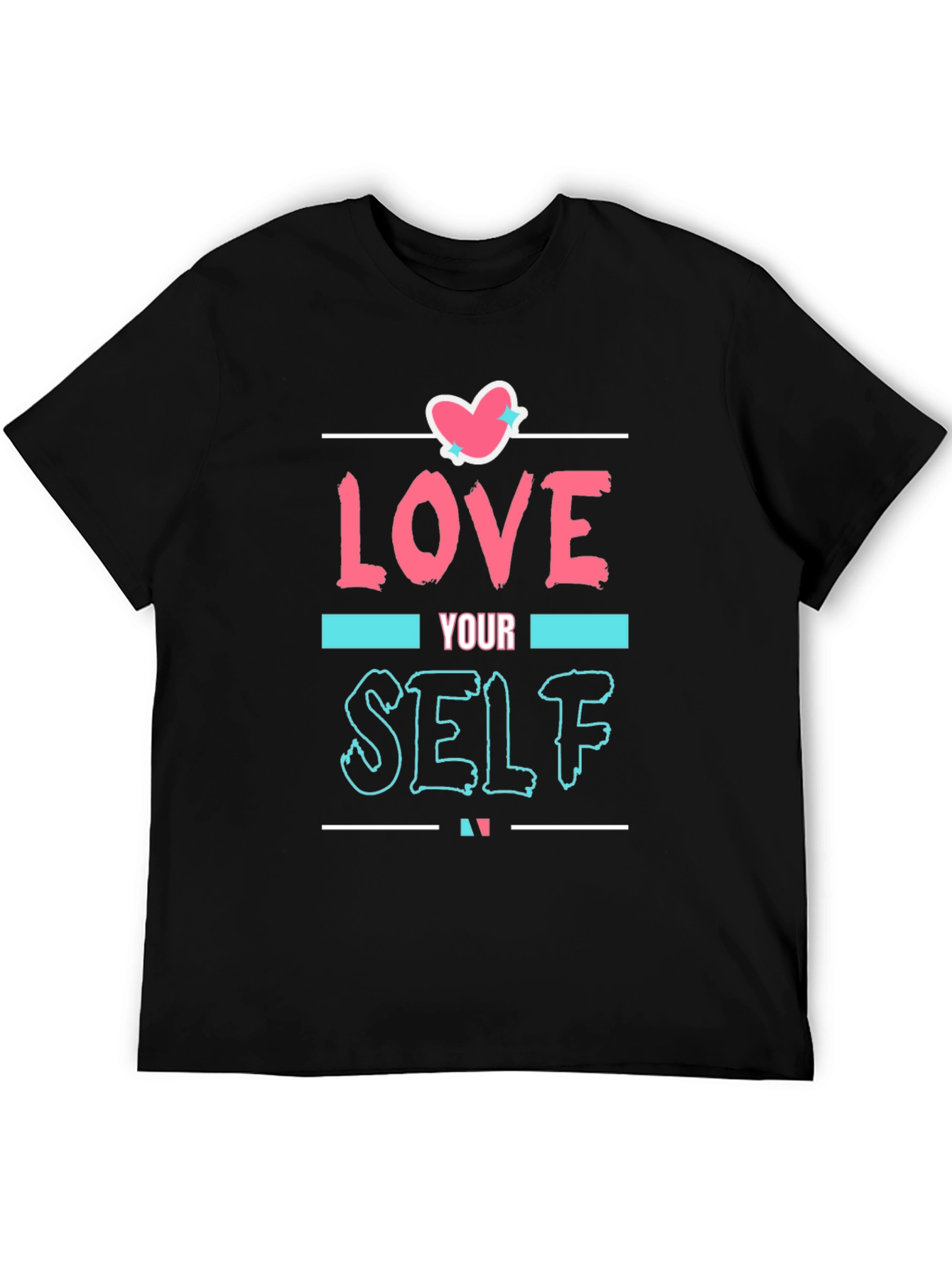 Love Yourself Graphic Print Tee - Black