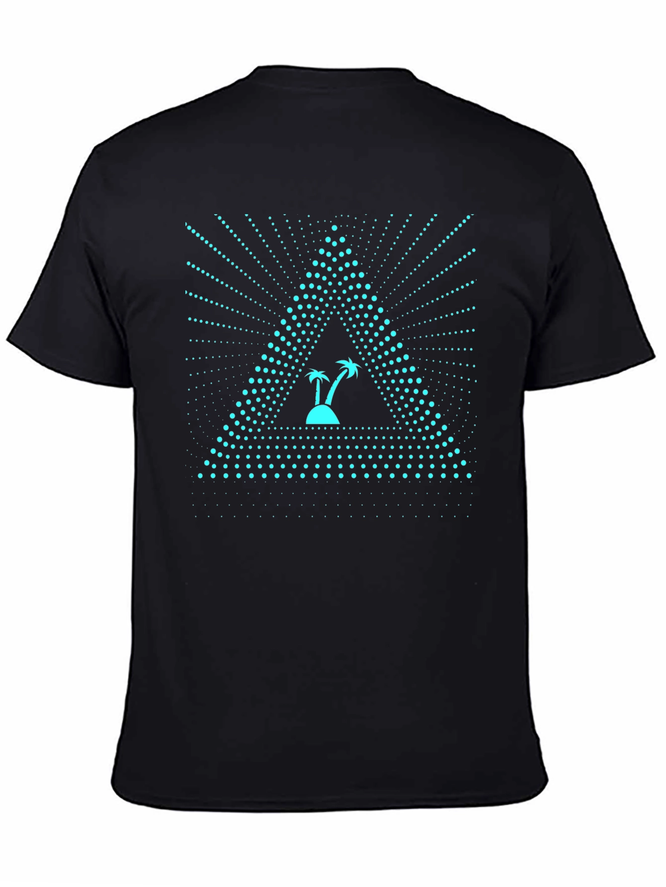 Triangle Island Palm Tree Graphic Tee - Black