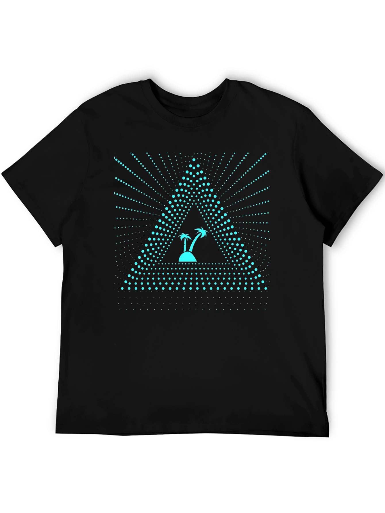 Triangle Island Palm Tree Graphic Tee - Black