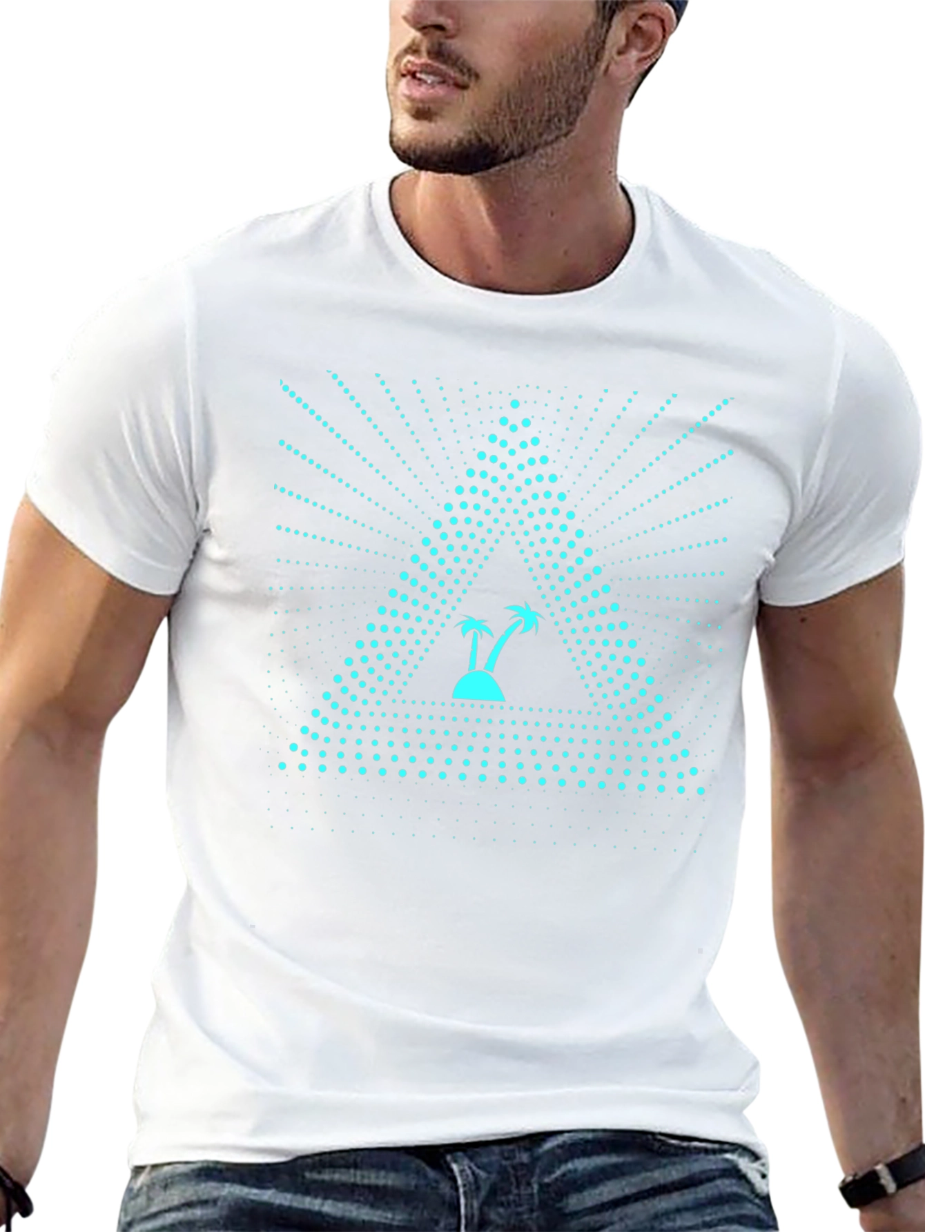 Triangle Island Palm Tree Graphic Tee - Black