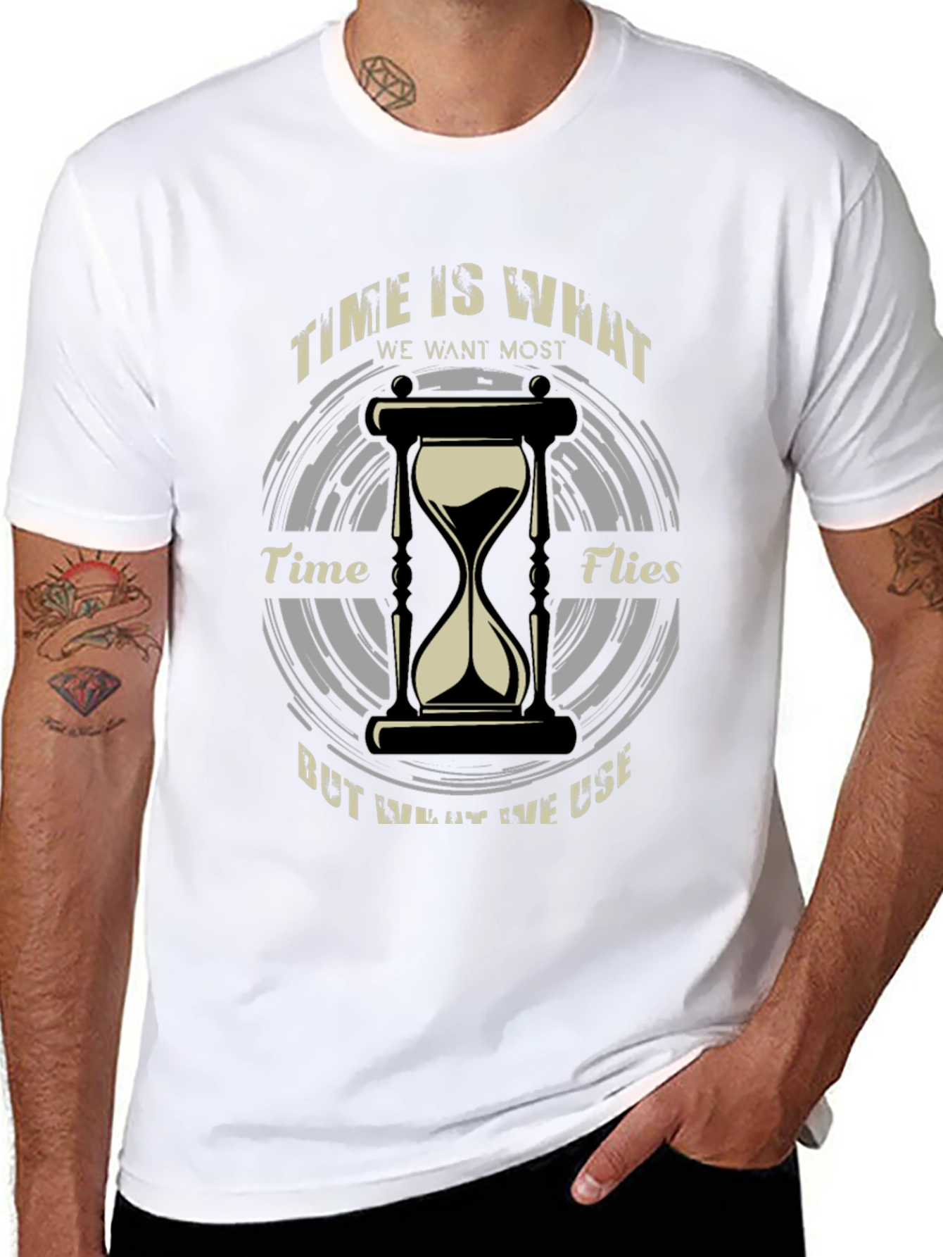 Time Flies T-Shirt - Unique Hourglass Design