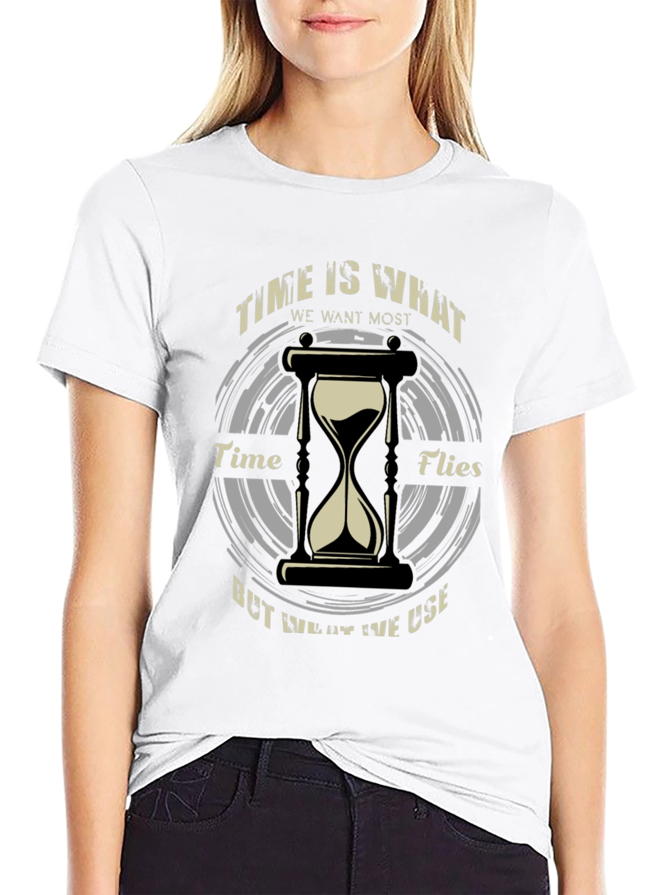 Time Flies T-Shirt - Unique Hourglass Design