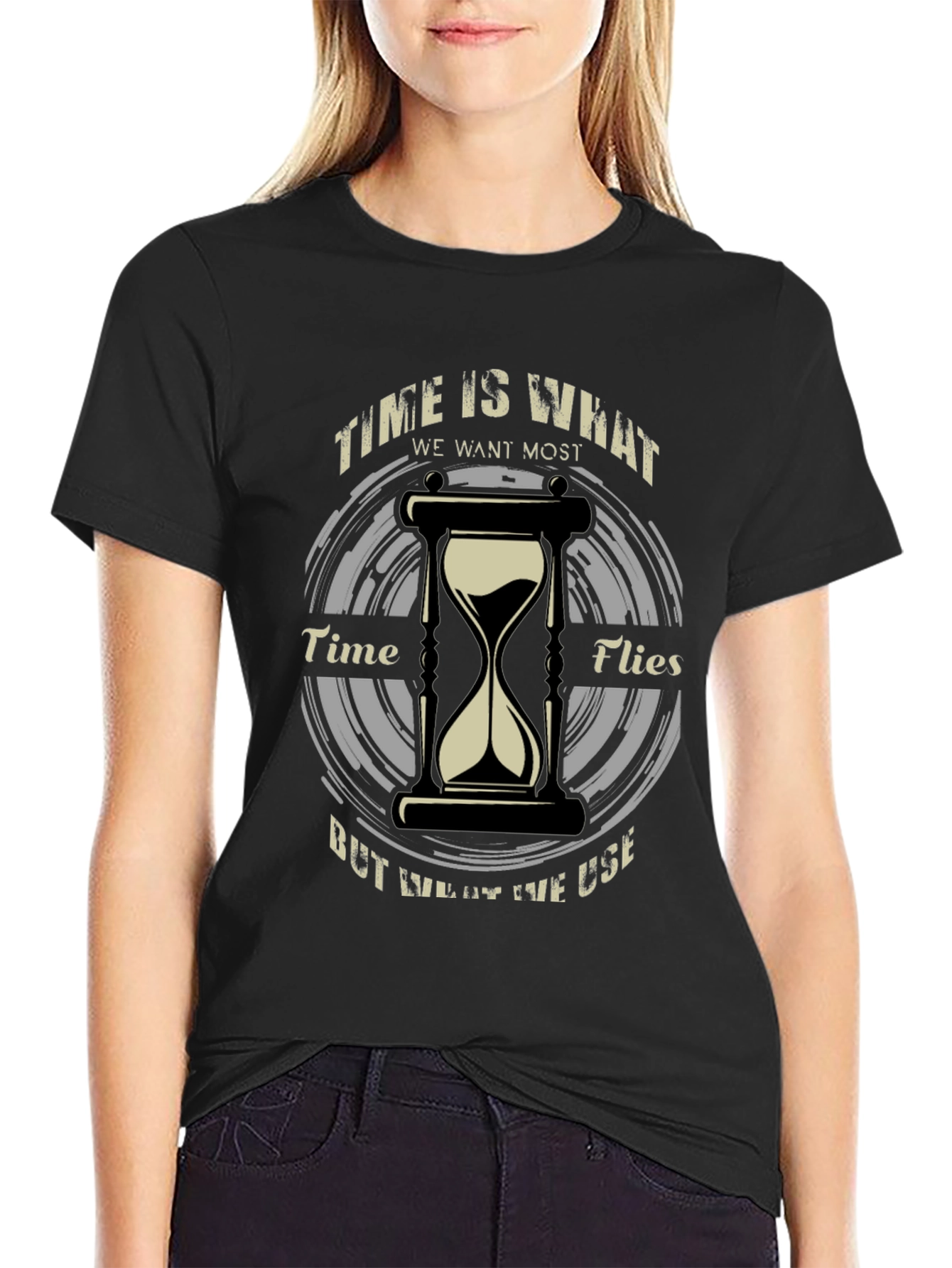 Time Flies T-Shirt - Unique Hourglass Design