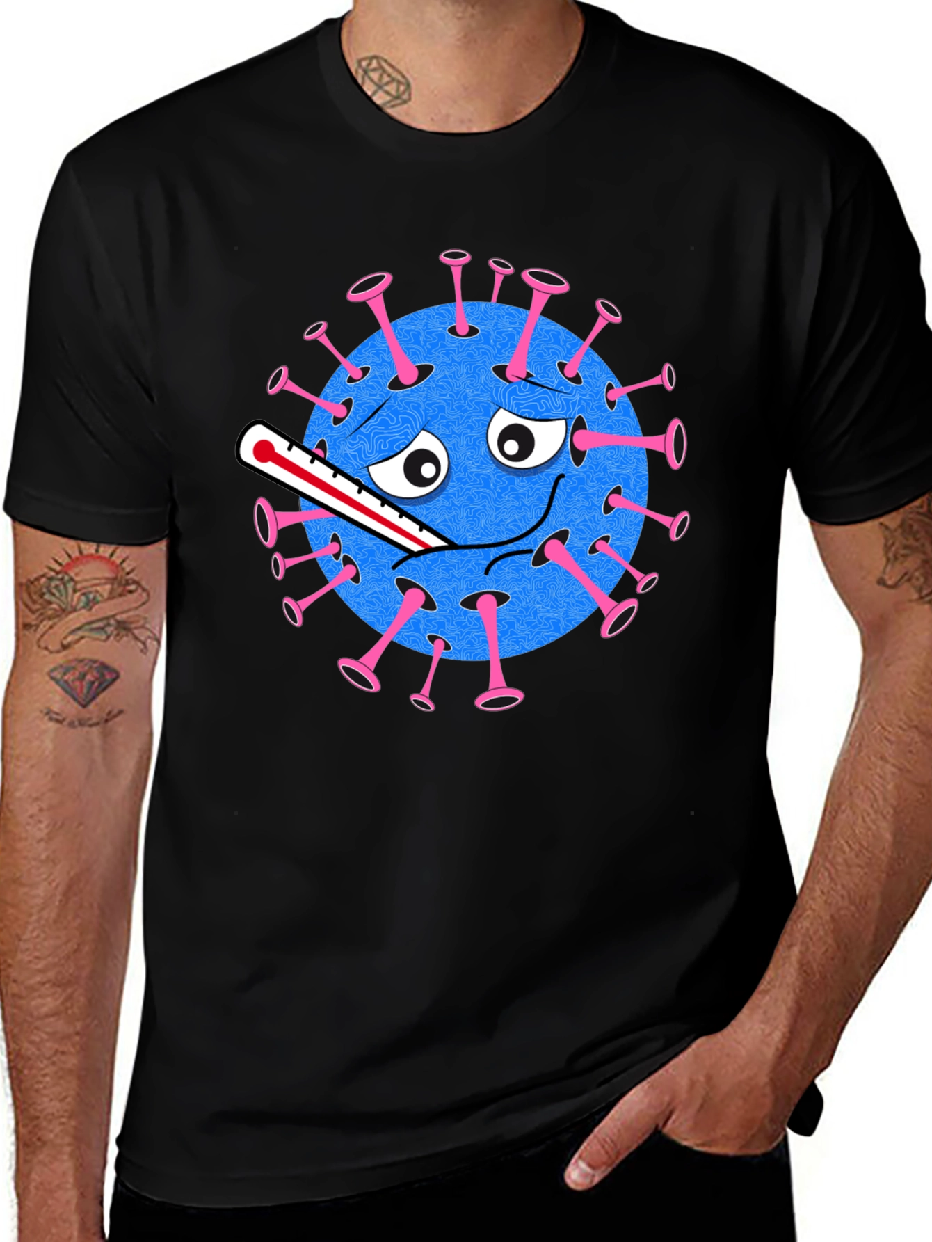 Novelty Virus Graphic Tee - Unisex Black T-Shirt