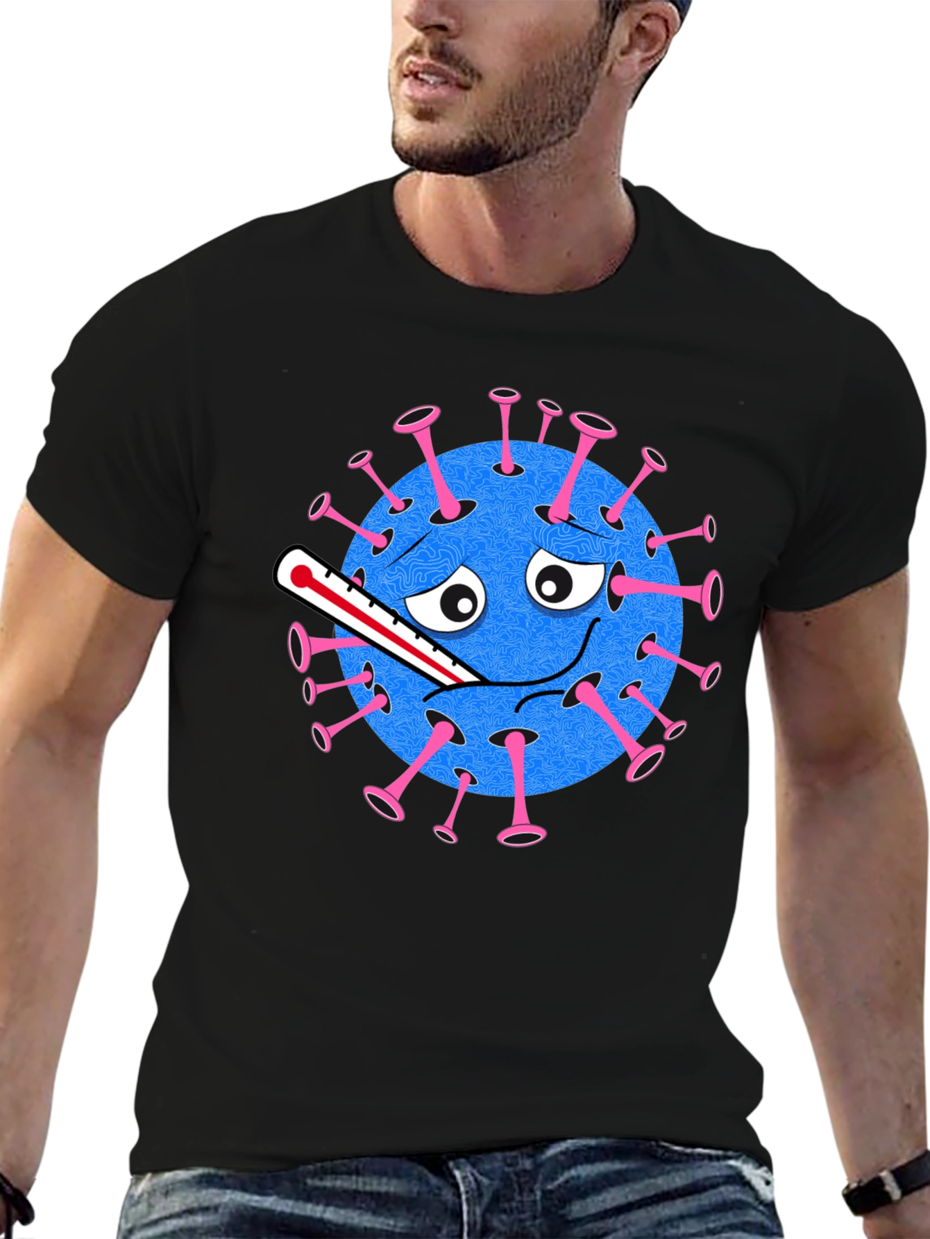Novelty Virus Graphic Tee - Unisex Black T-Shirt
