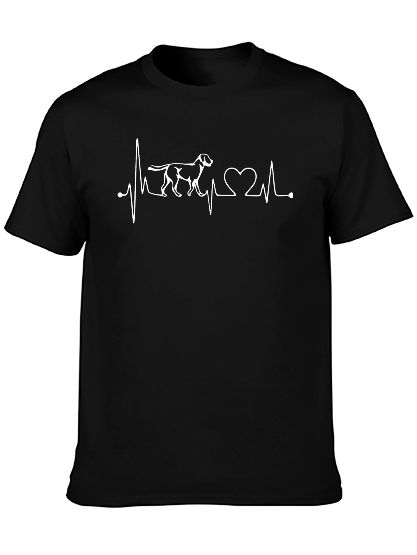 Dog Lover Heartbeat T-Shirt - Black