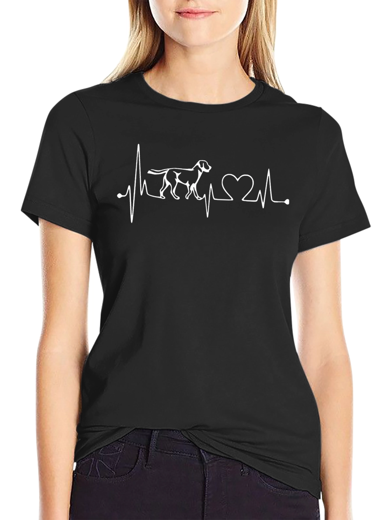 Dog Lover Heartbeat T-Shirt - Black