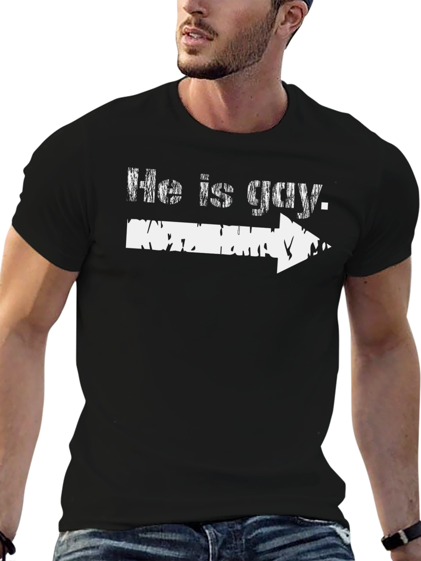 He Is Gay Arrow Novelty Graphic T-Shirt