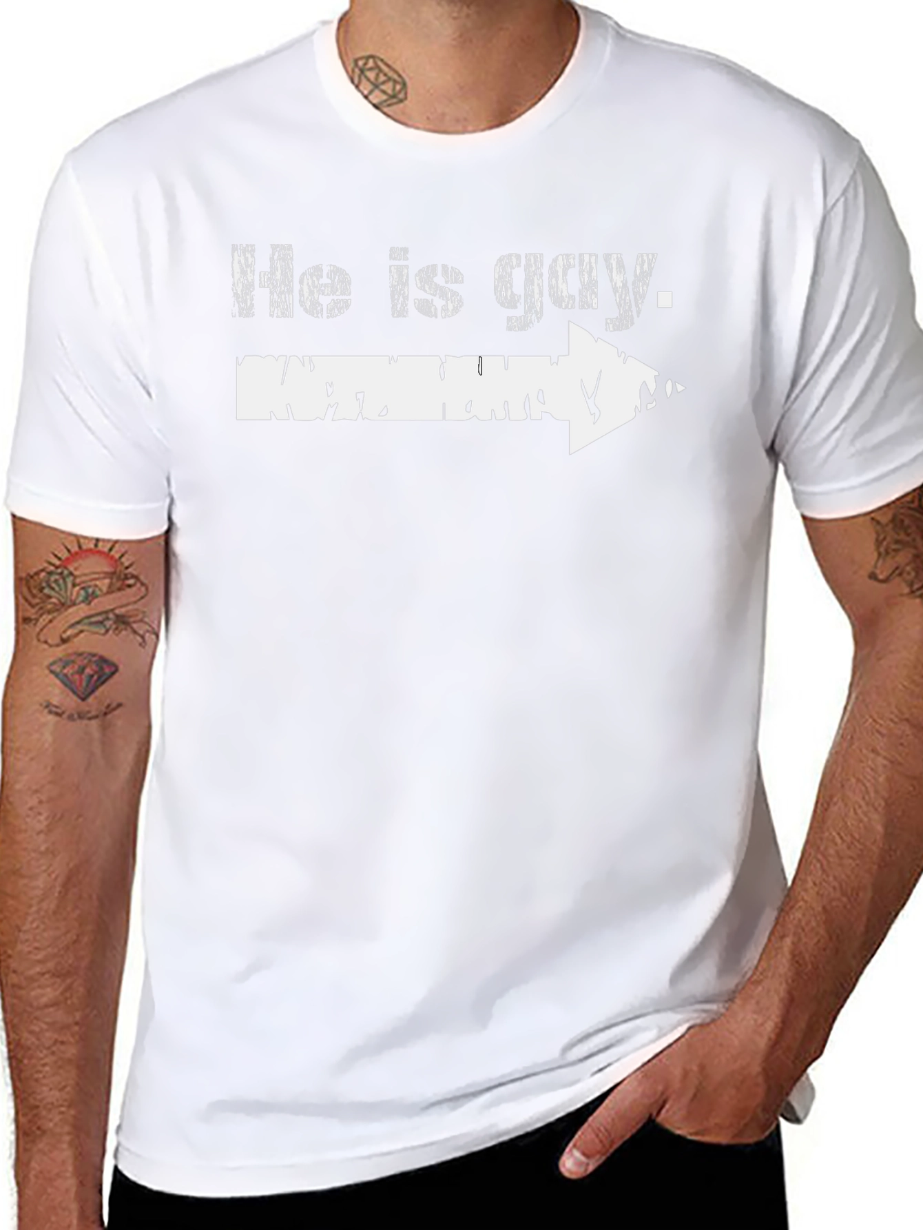 He Is Gay Arrow Novelty Graphic T-Shirt