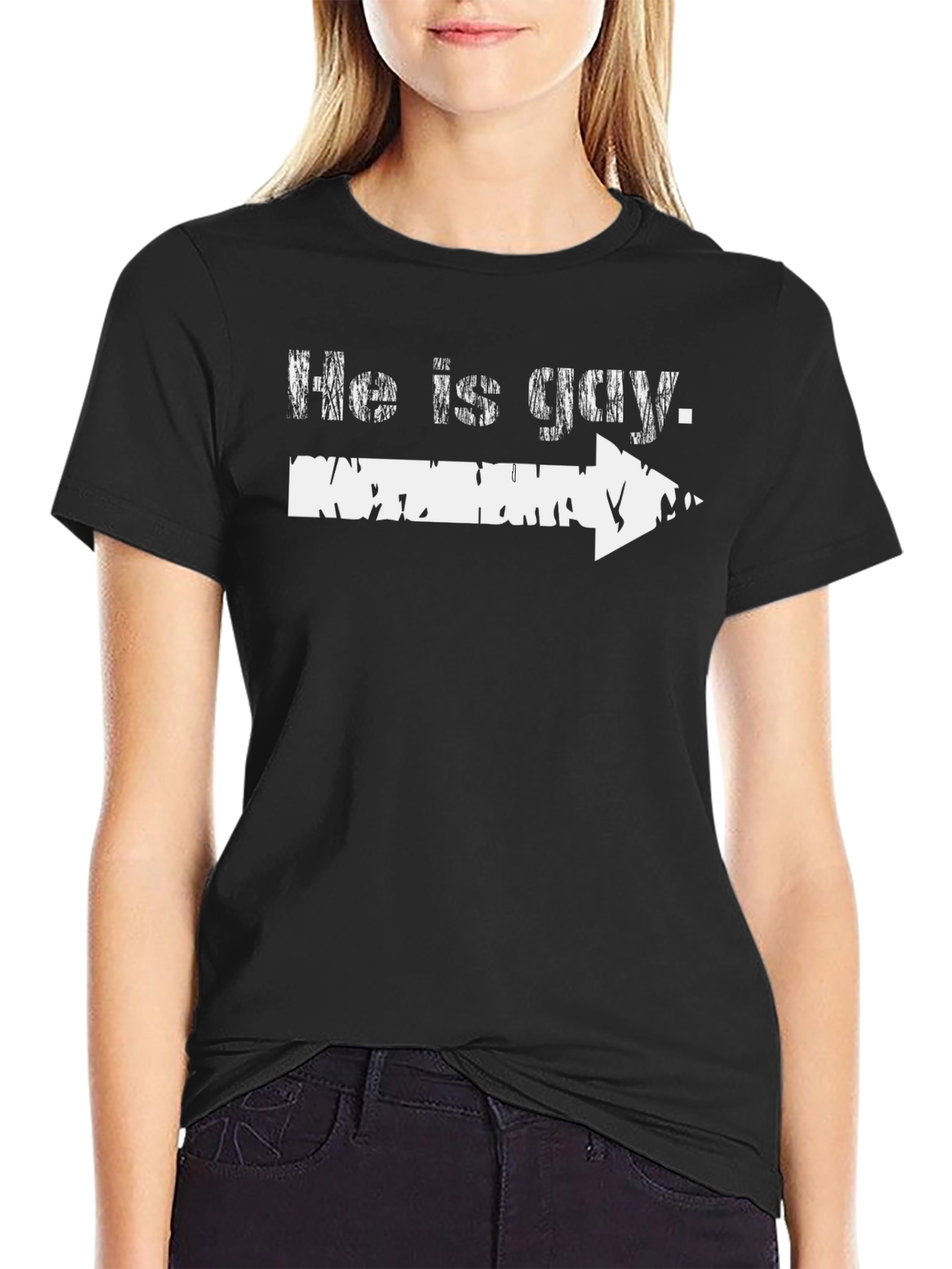 He Is Gay Arrow Novelty Graphic T-Shirt