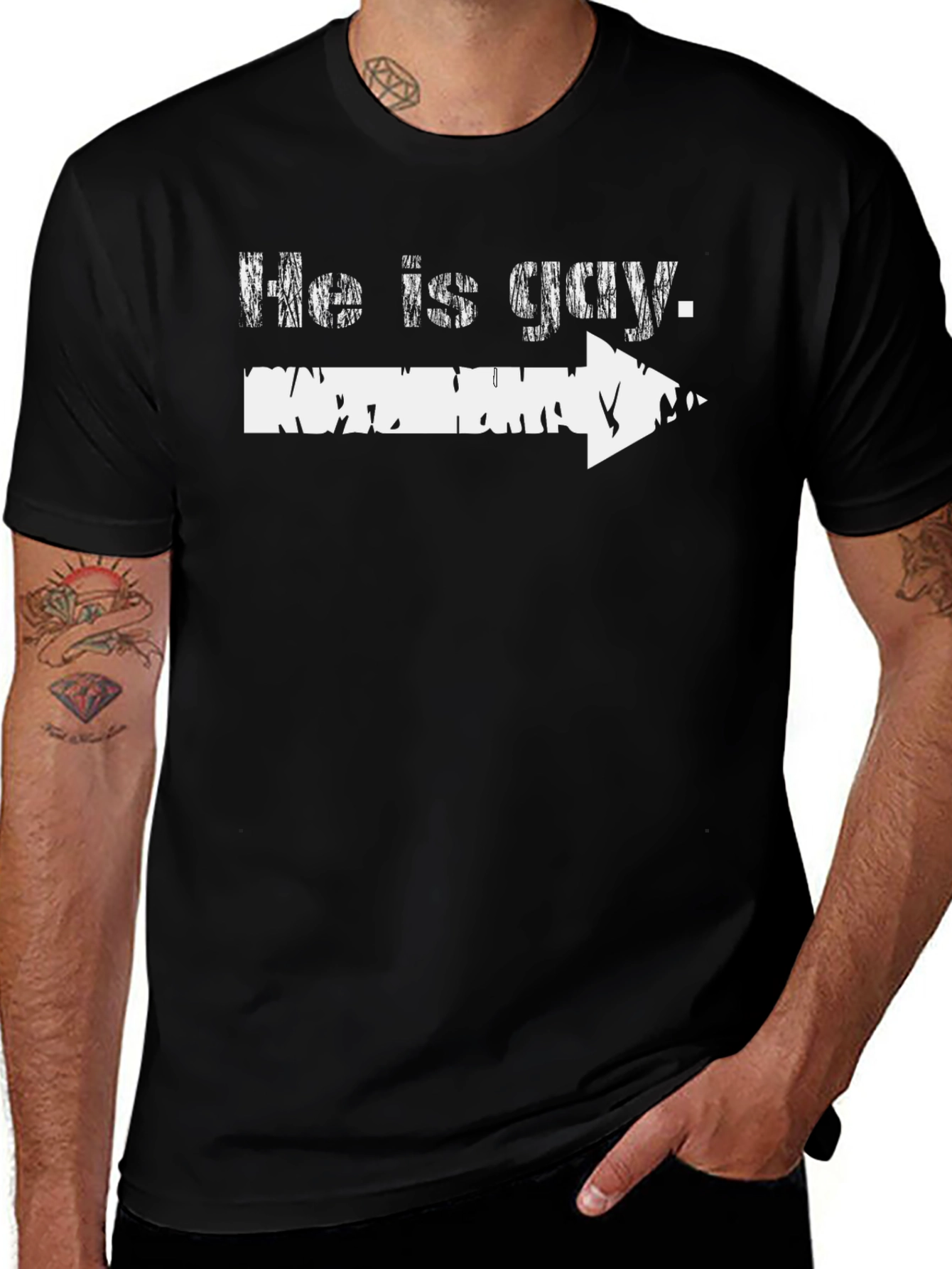 He Is Gay Arrow Novelty Graphic T-Shirt