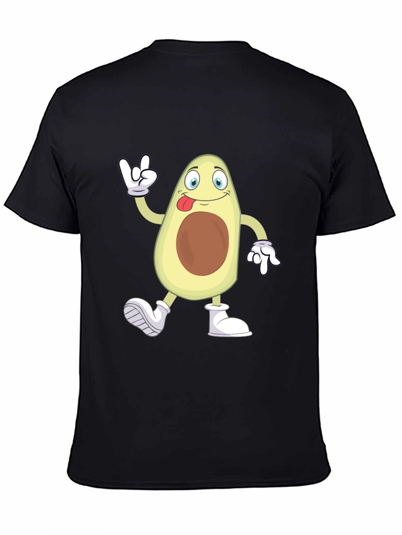 Funny Avocado Cartoon Graphic Black T-Shirt