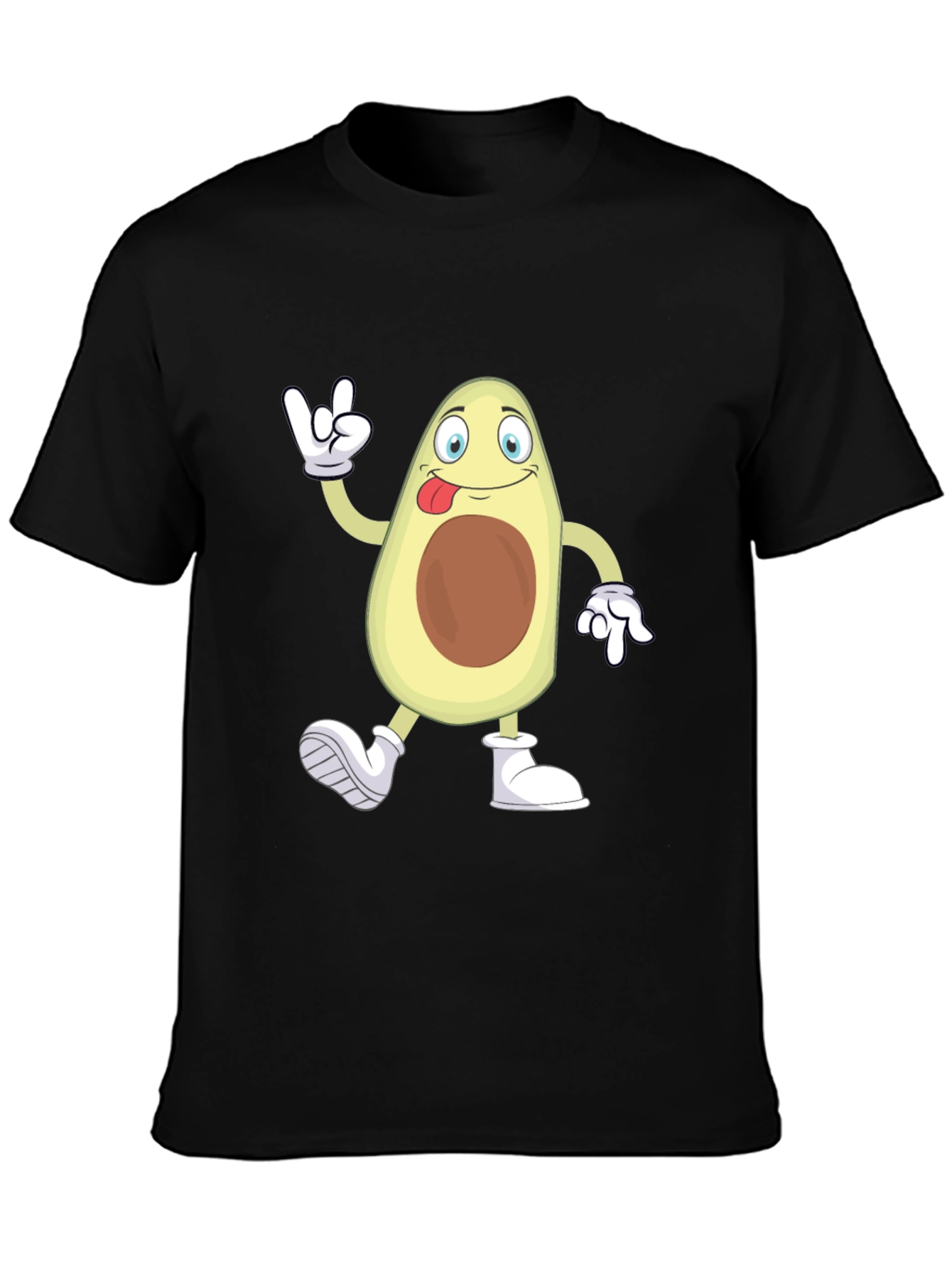 Funny Avocado Cartoon Graphic Black T-Shirt